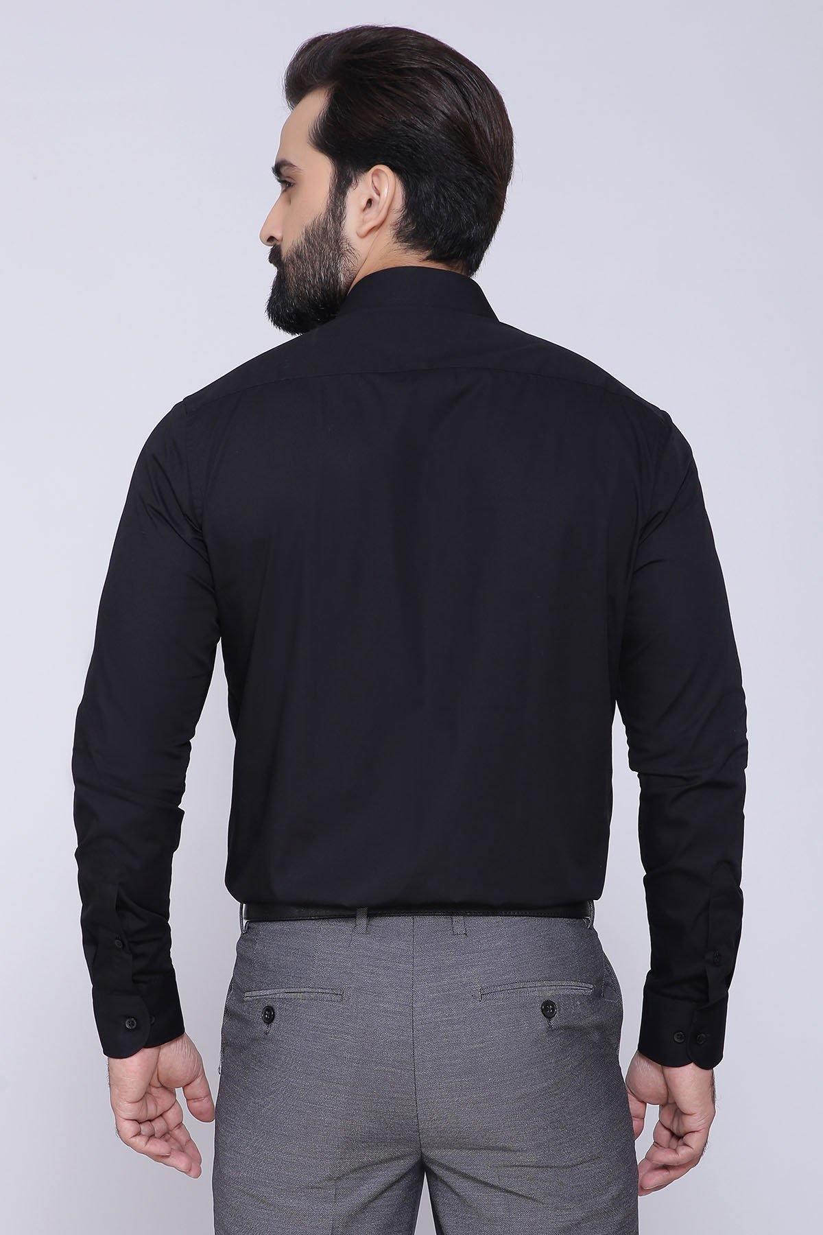 DRESS SHIRT FULL COLLAR BLACK at Charcoal Clothing