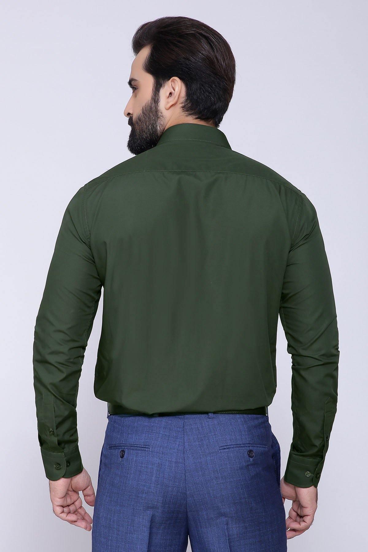DRESS SHIRT FULL COLLAR GREEN at Charcoal Clothing