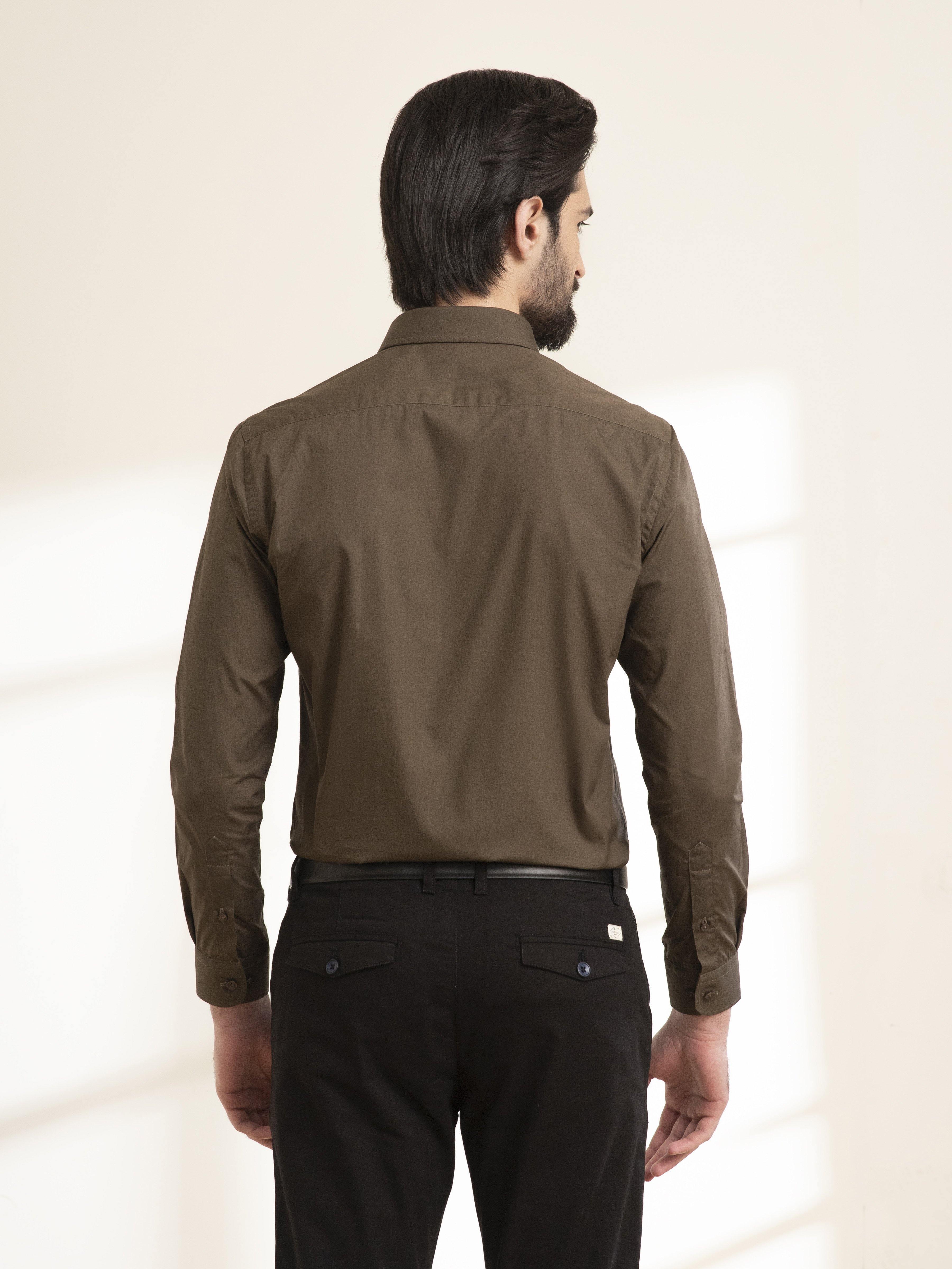 DRESS SHIRT FULL SLEEVE  DARK GREEN at Charcoal Clothing