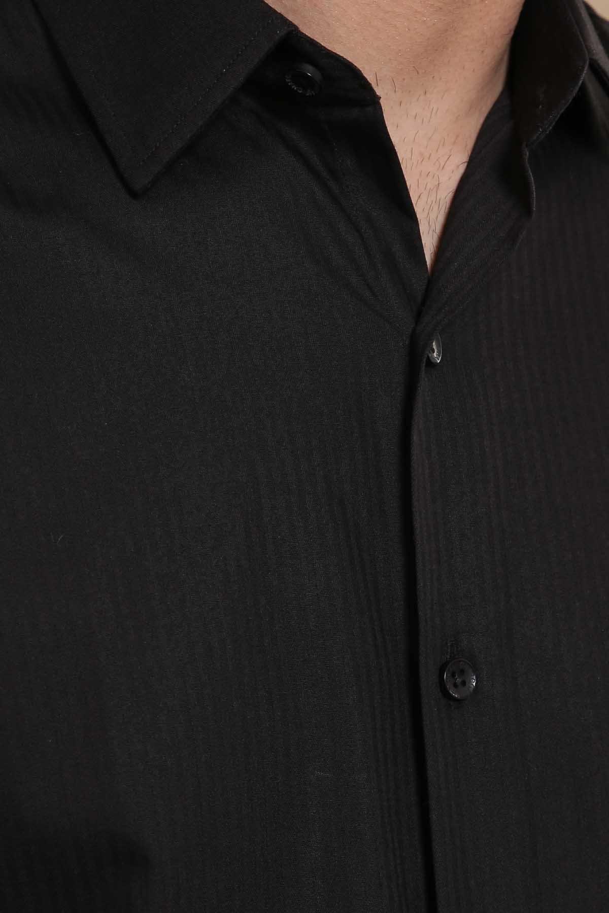 DRESS SHIRT R/COLLAR BLACK at Charcoal Clothing