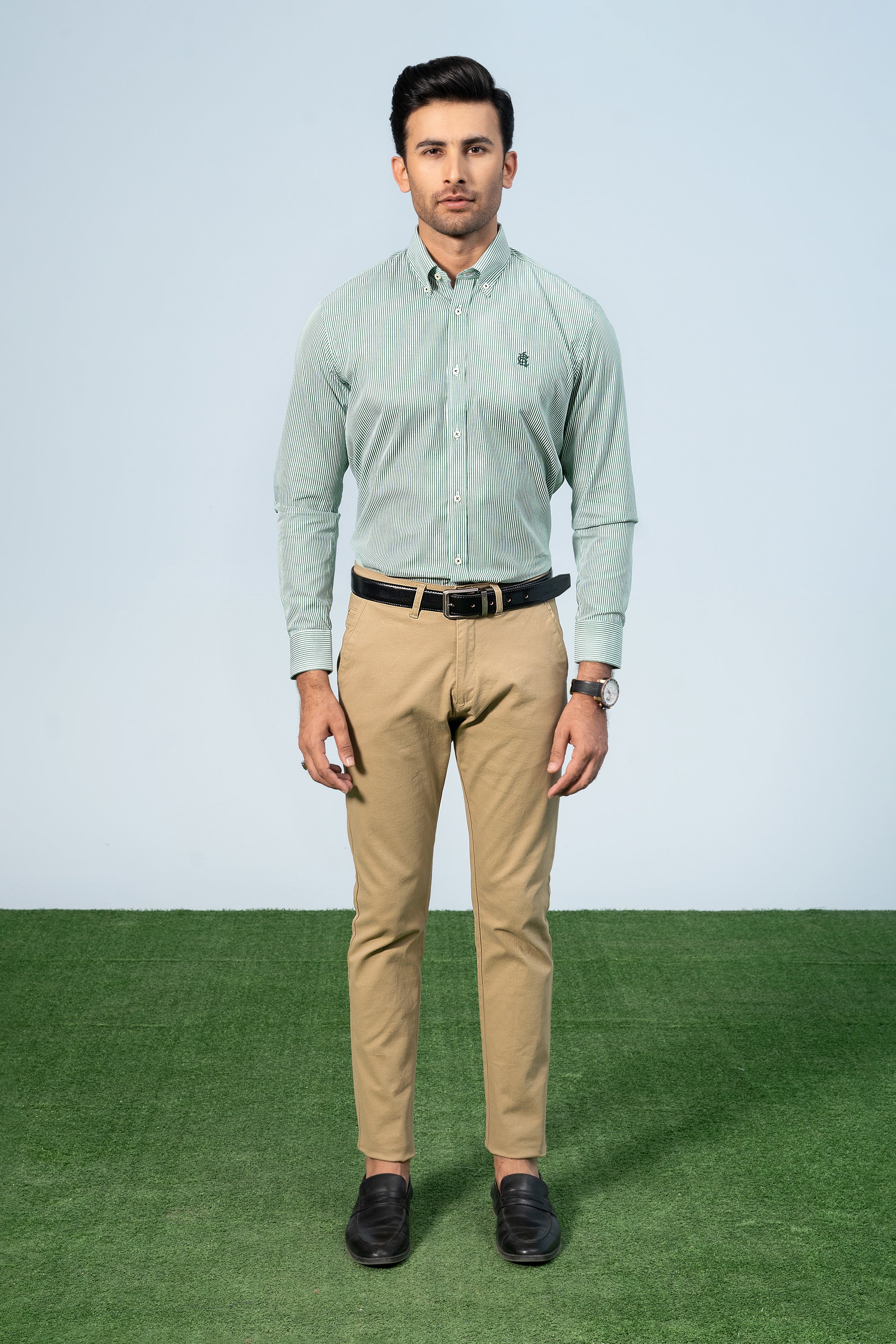 SEMI FORMAL SHIRTS GREEN LINE - Charcoal Clothing