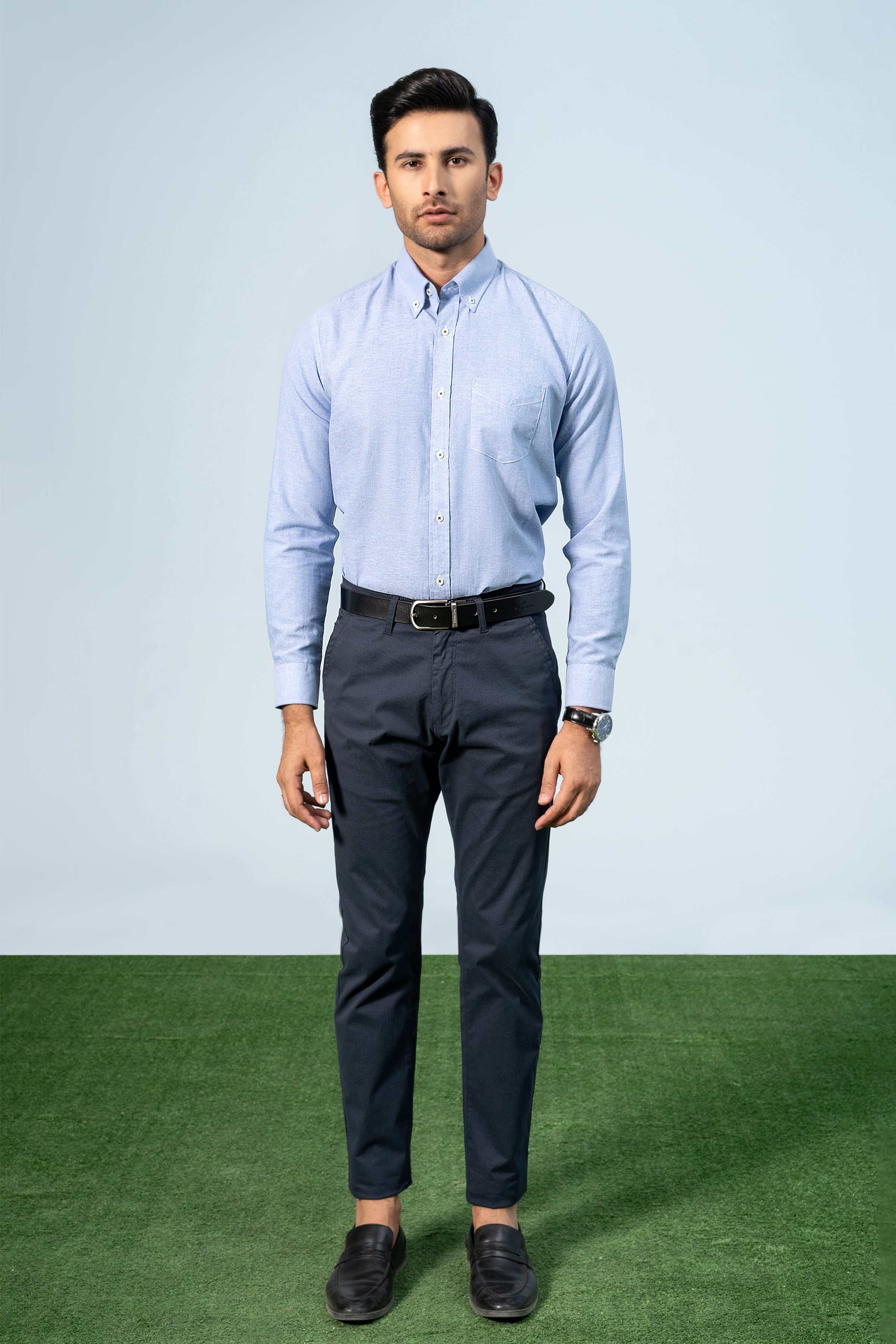 SEMI CASUAL SHIRT BLUE - Charcoal Clothing