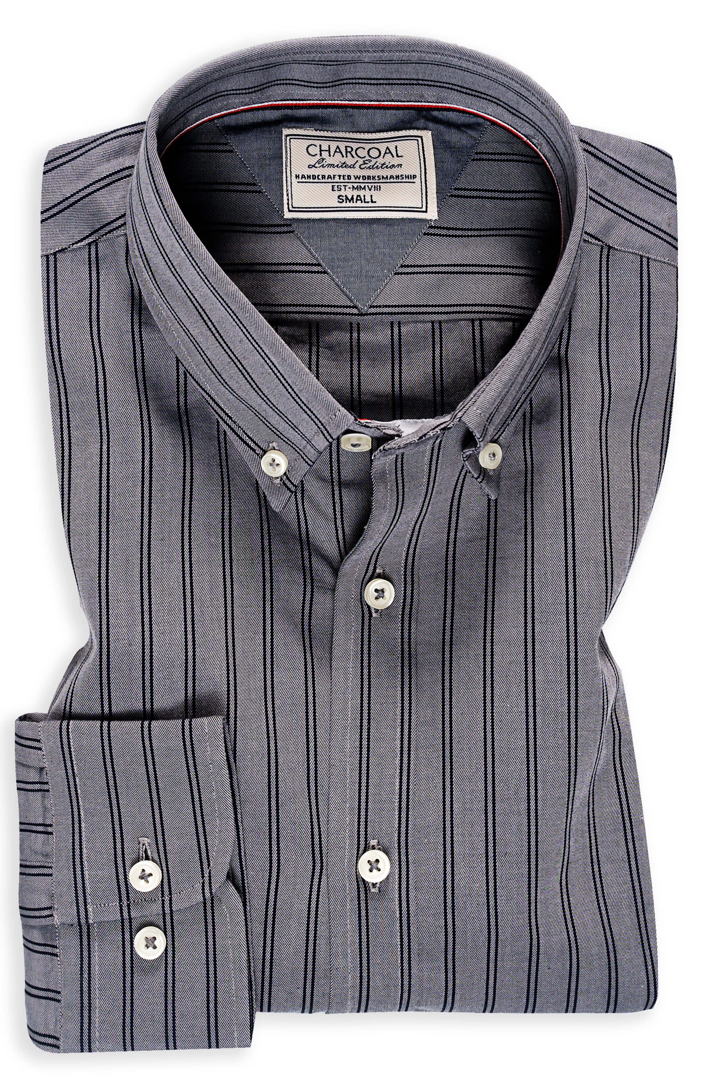 LIMITED EDITION SHIRTS GREY STRIPES - Charcoal Clothing