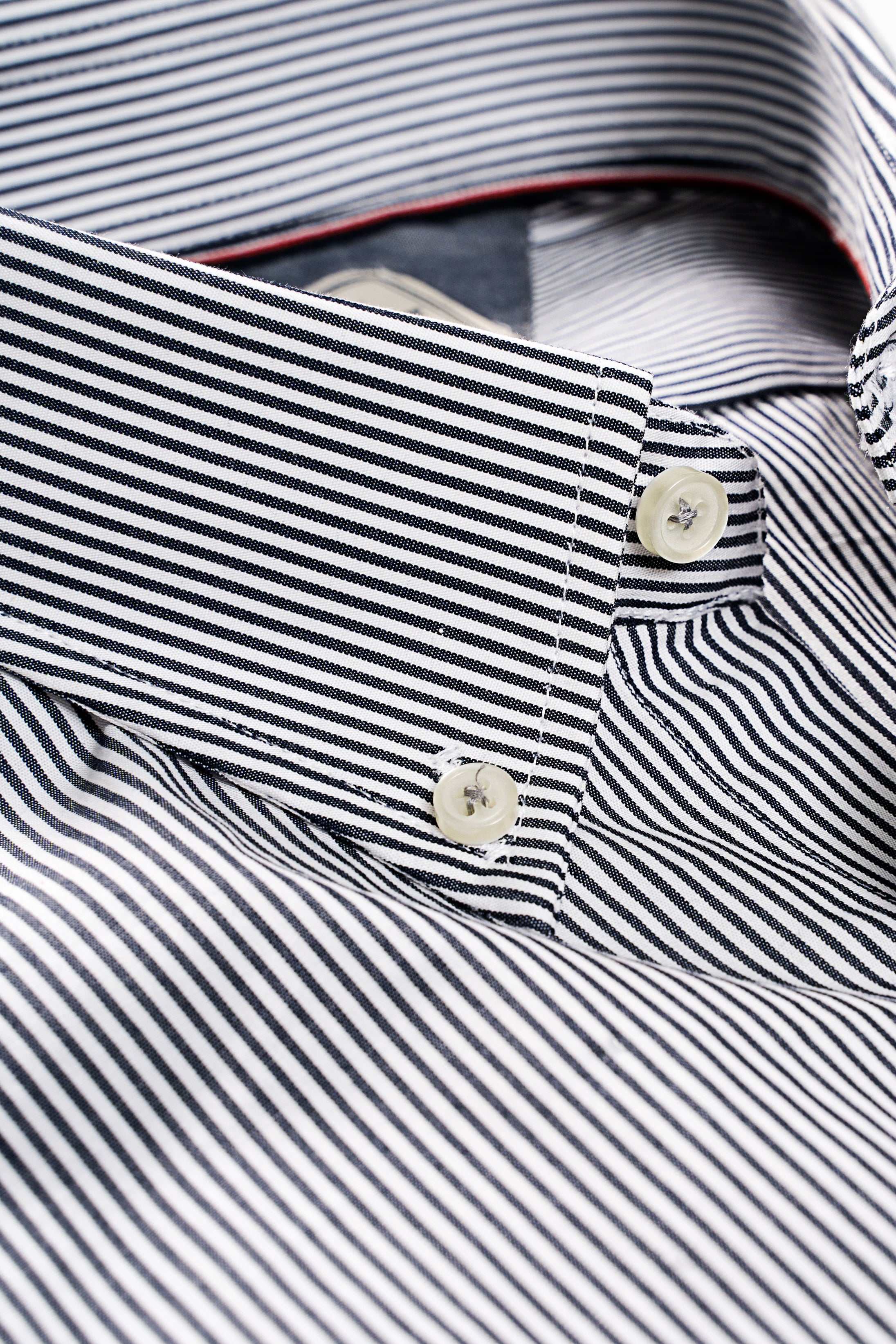 LIMITED EDITION SHIRTS NAVY WHITE STRIPES - Charcoal Clothing