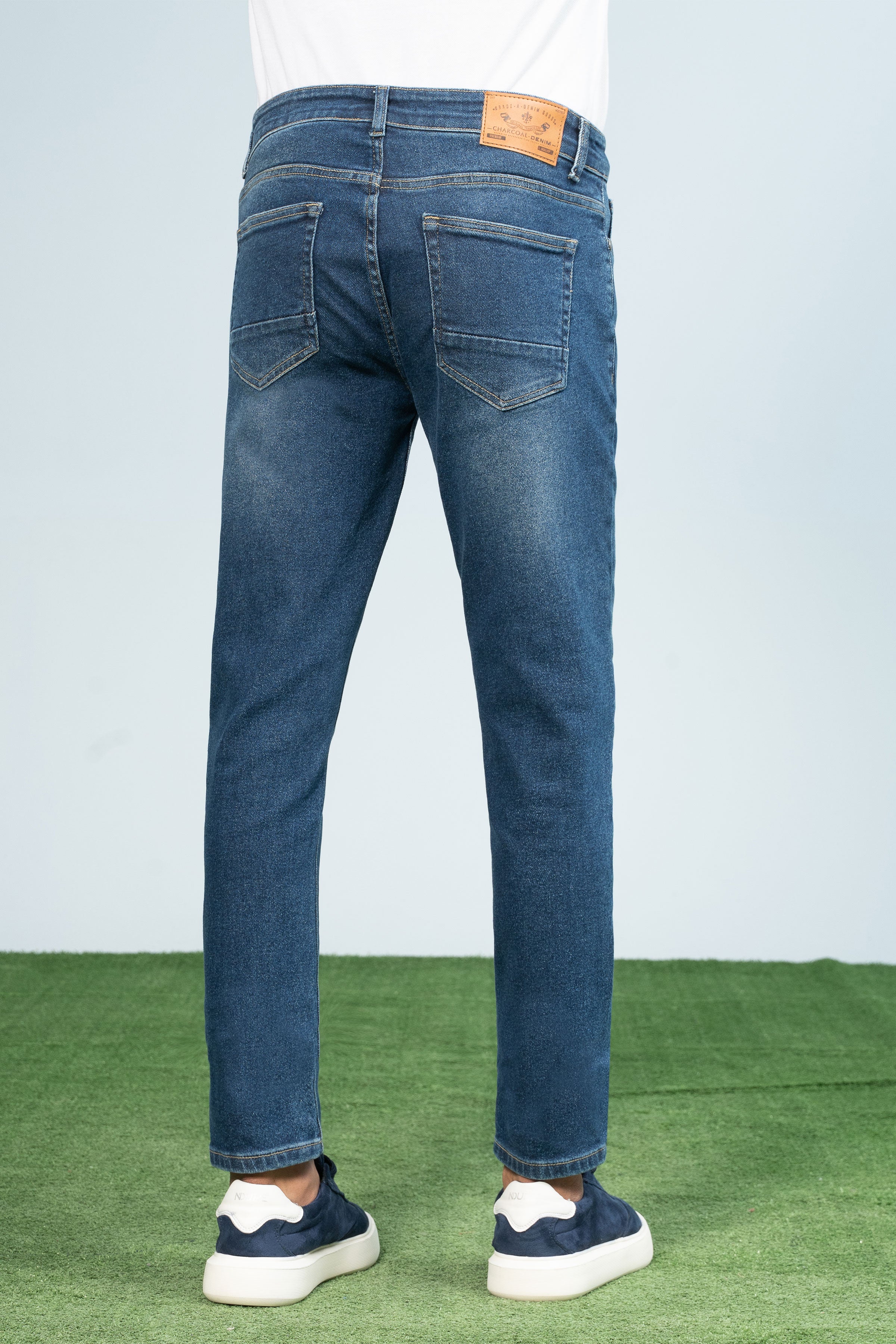 SLIM LEG DENIM JEANS DARK BLUE Charcoal Clothing