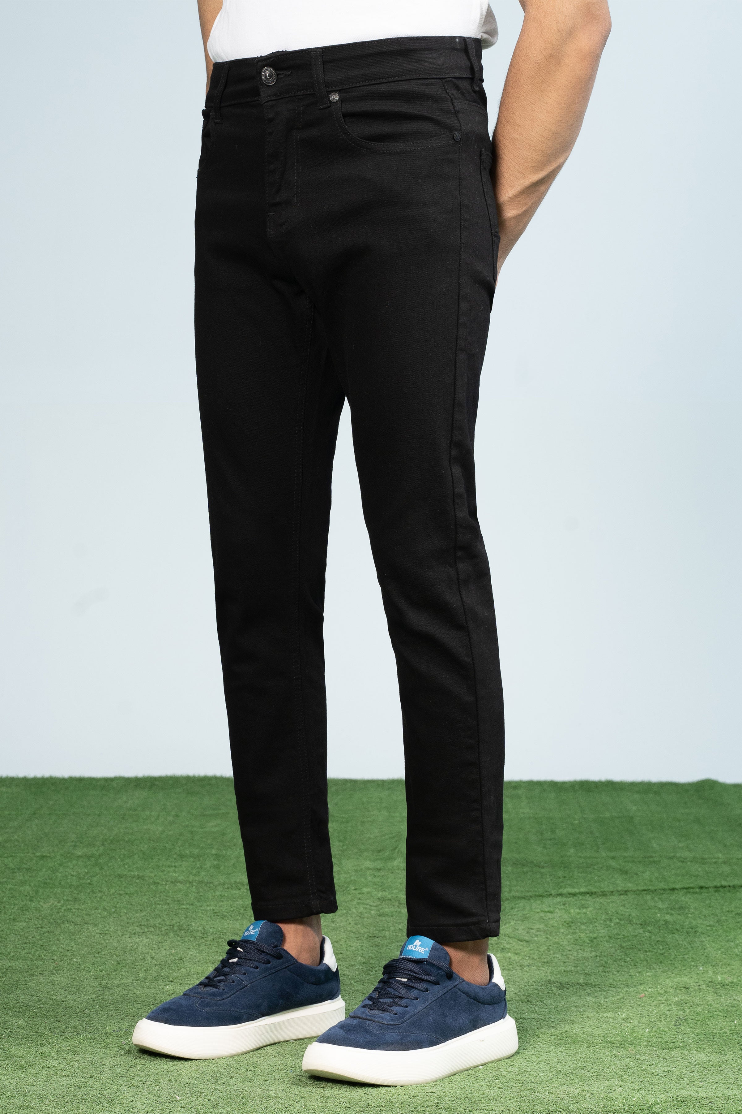 SLIM LEG DENIM JEANS BLACK - Charcoal Clothing