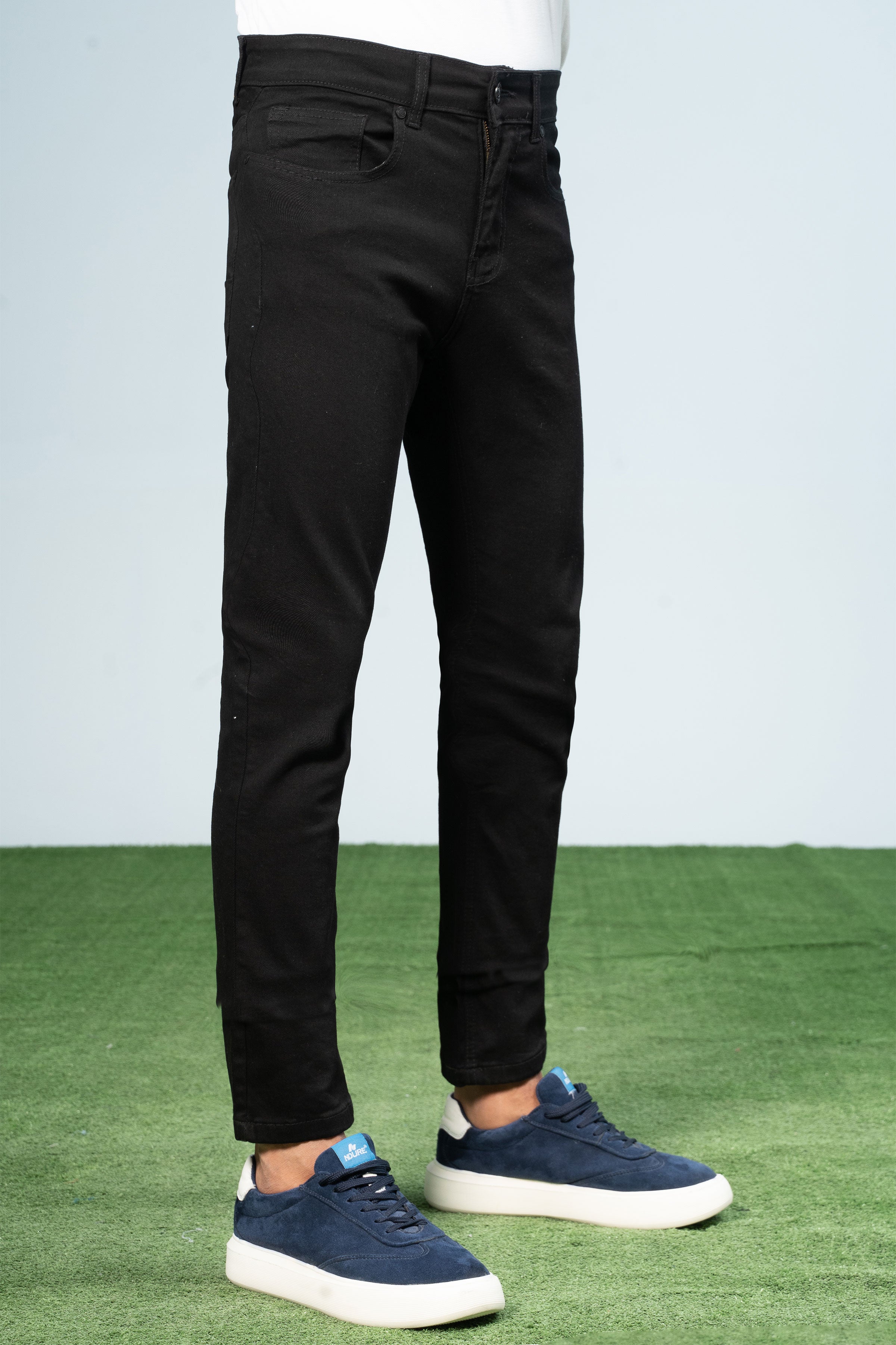 SLIM LEG DENIM JEANS BLACK - Charcoal Clothing