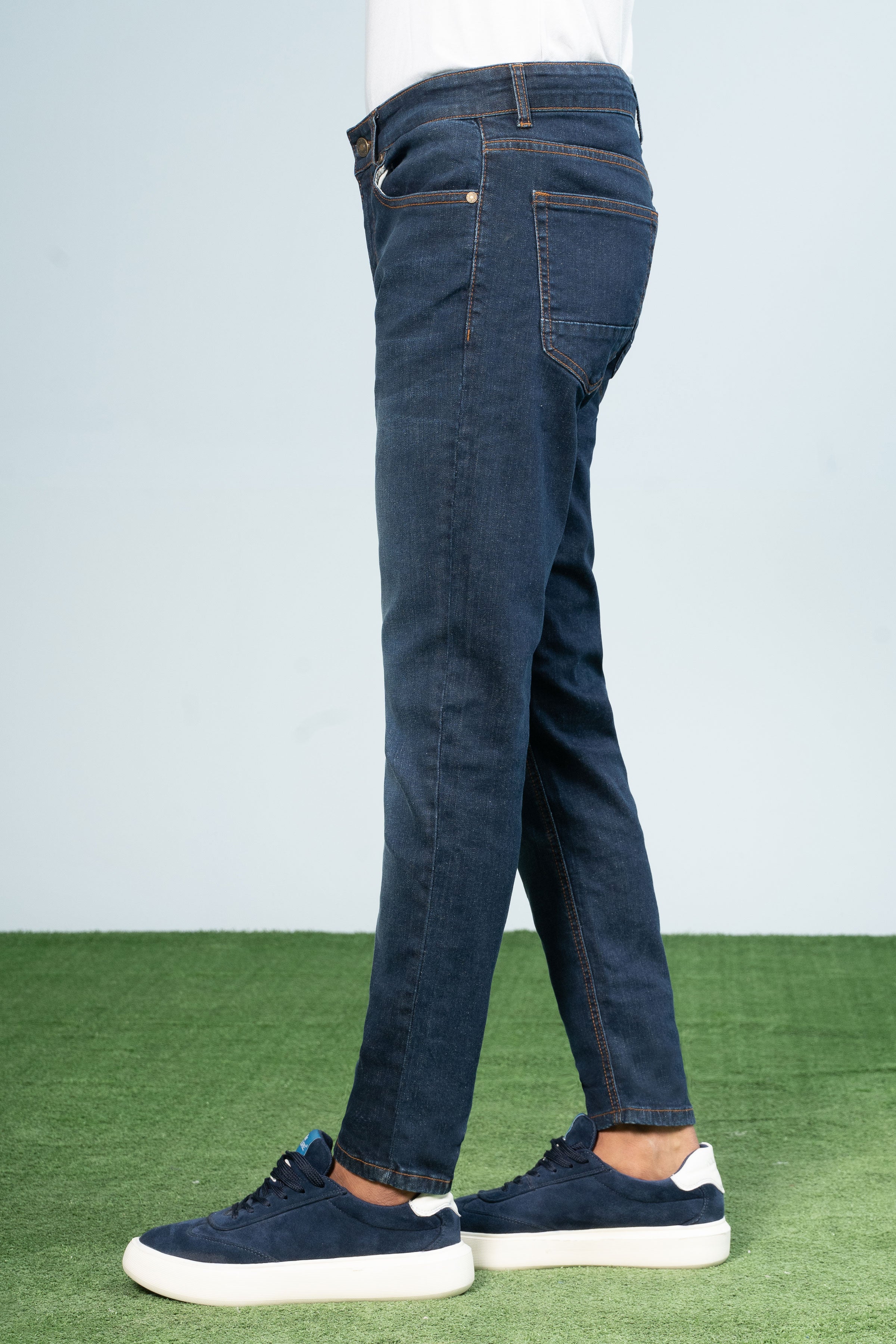 SLIM LEG DENIM JEANS DARK BLUE - Charcoal Clothing