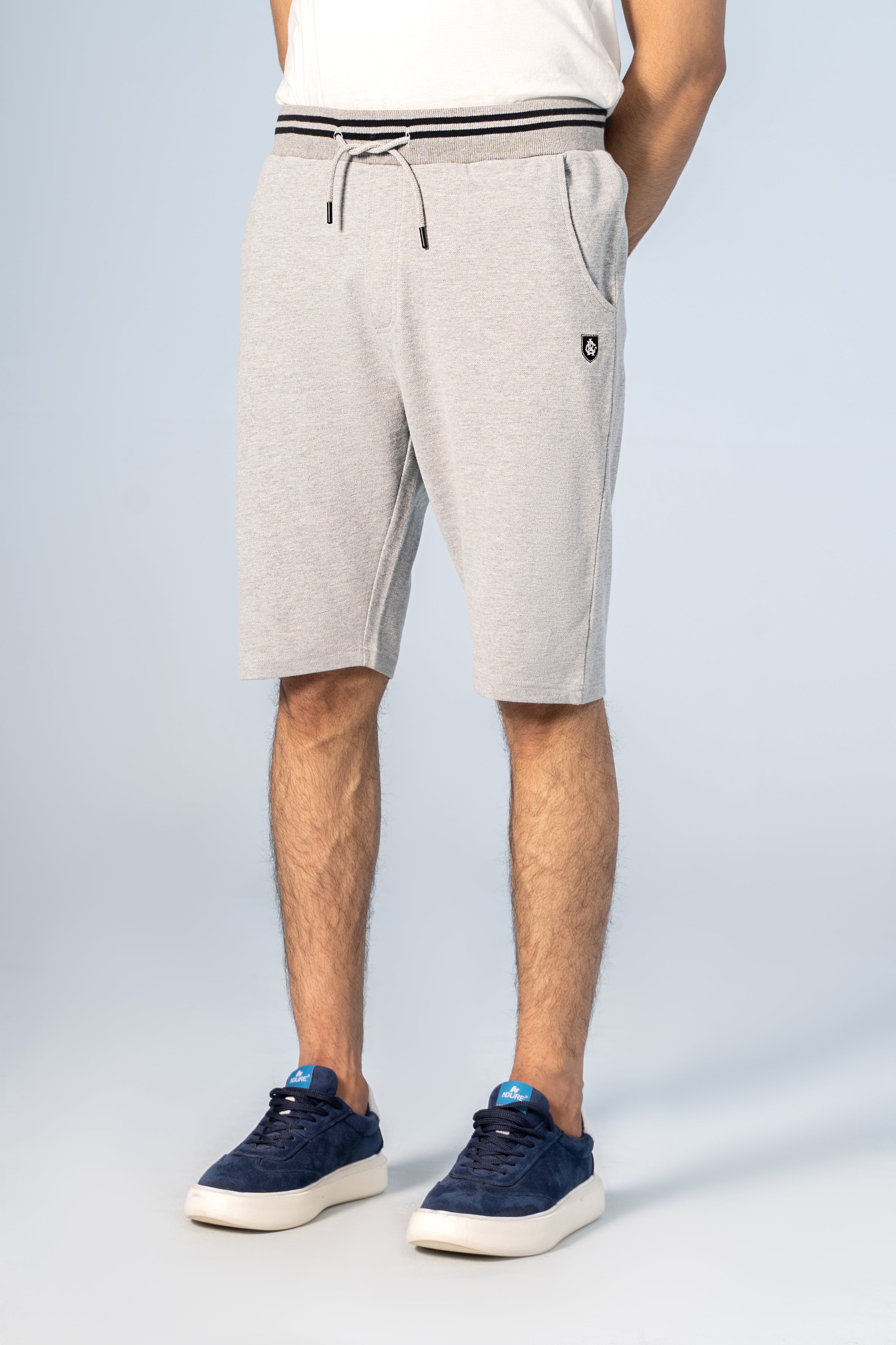 PIQUE TIPPING SHORTS GREY MELANGE - Charcoal Clothing