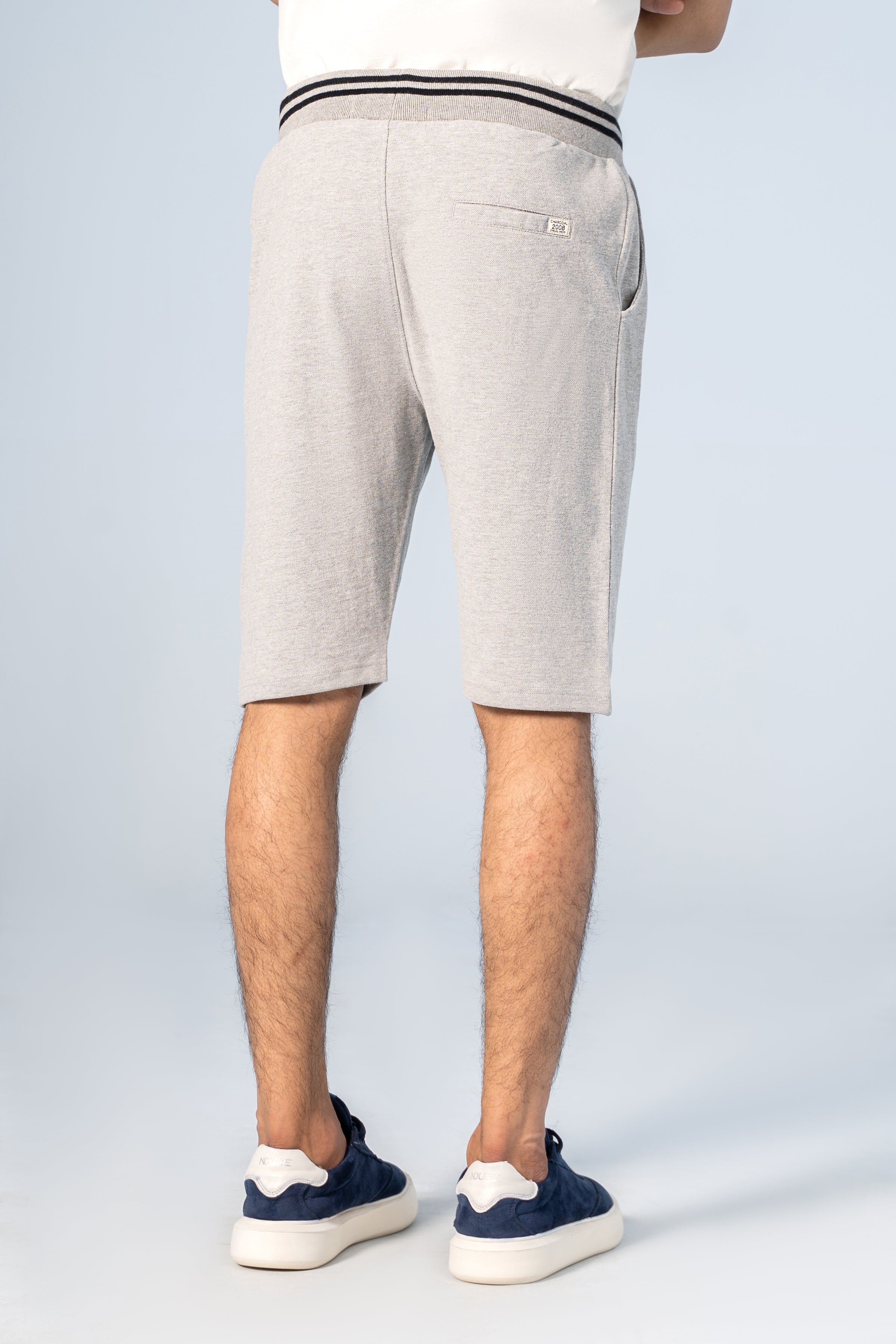 PIQUE TIPPING SHORTS GREY MELANGE - Charcoal Clothing