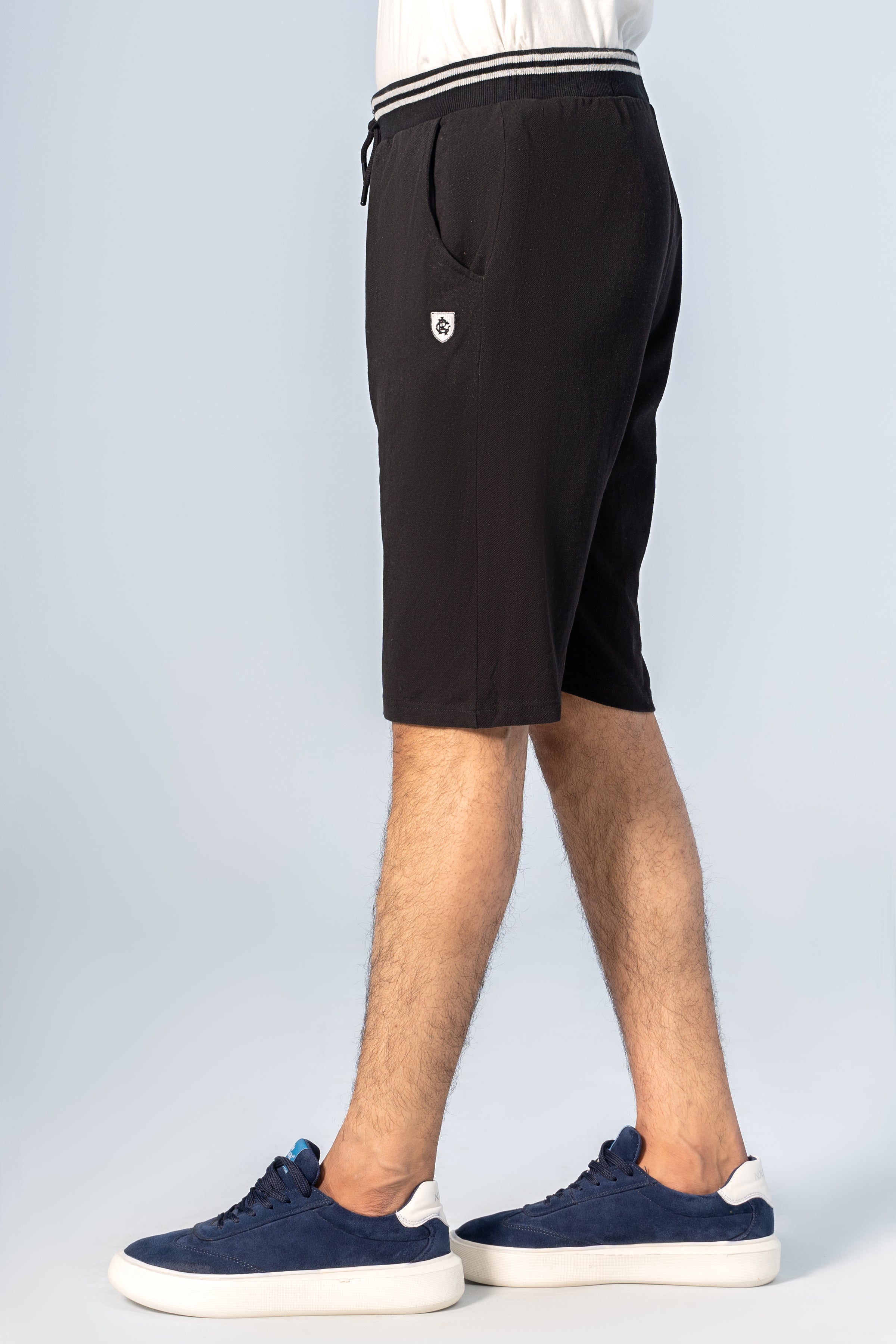 PIQUE TIPPING SHORTS BLACK - Charcoal Clothing