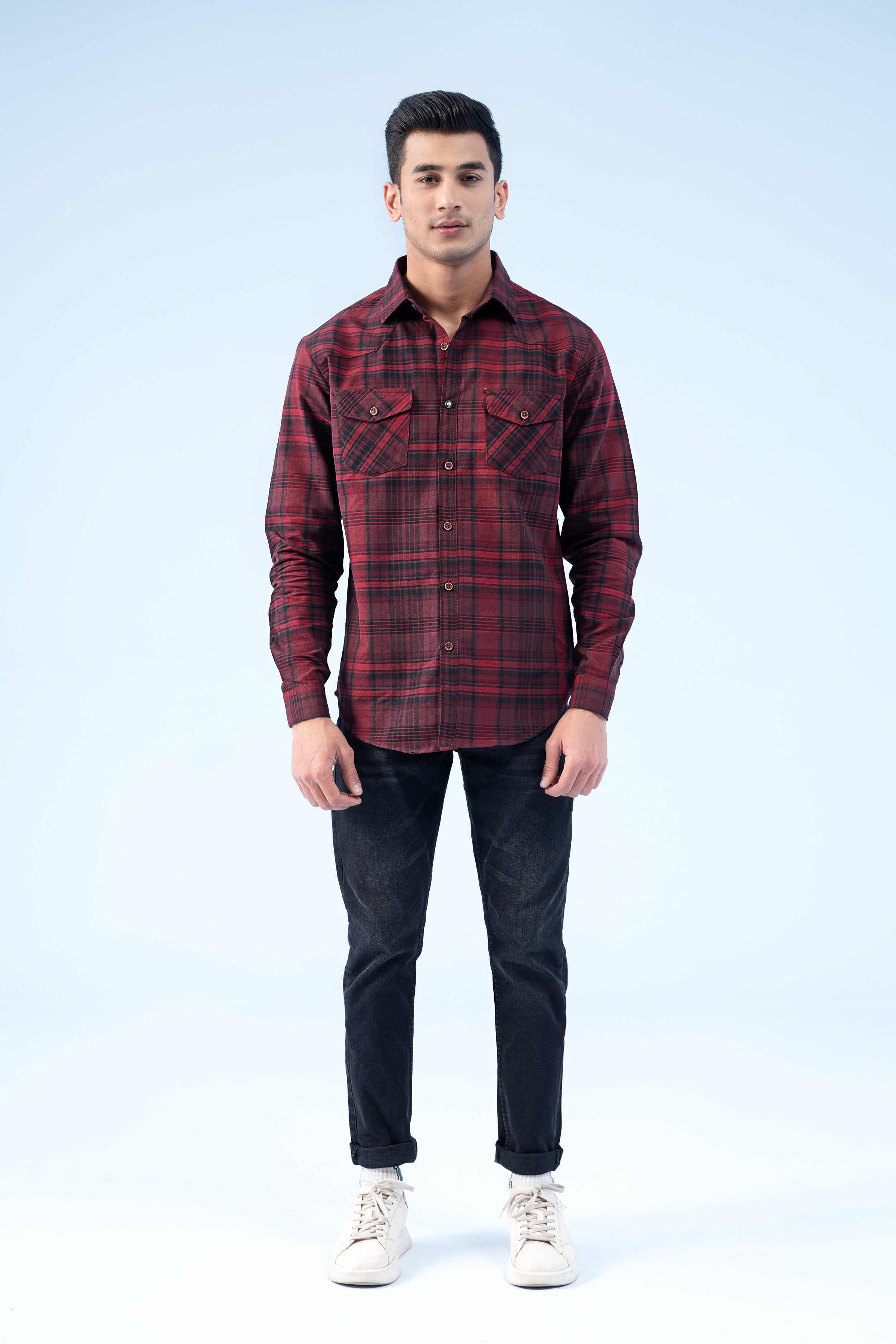 Ronan - Charcoal Check Cotton Casual Shirt