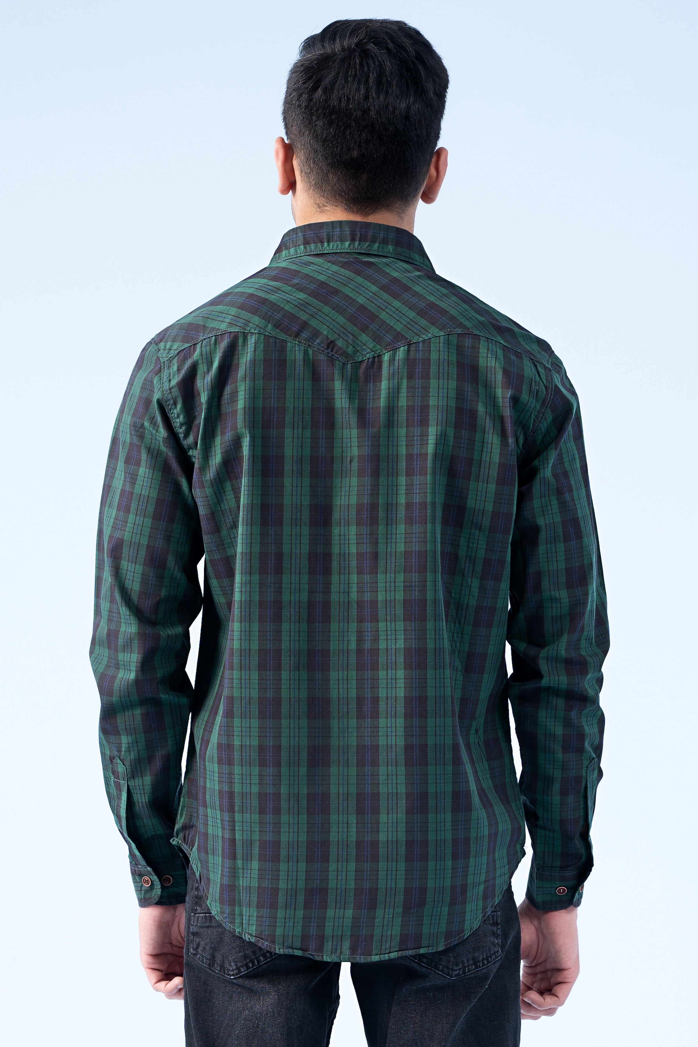 CASUAL SHIRT GREEN CHECK - Charcoal Clothing