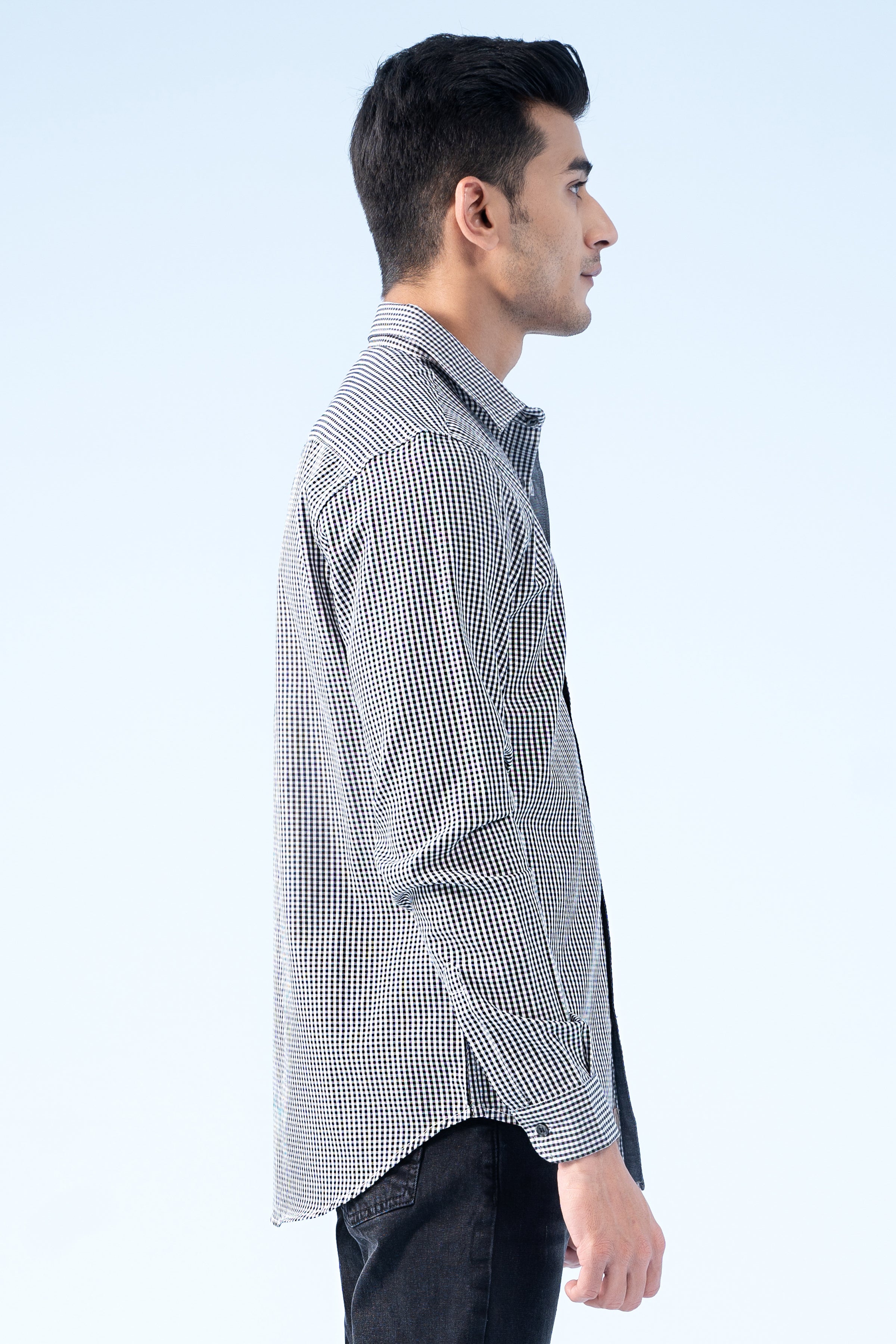 CASUAL SHIRT BLACK WHITE CHECK - Charcoal Clothing