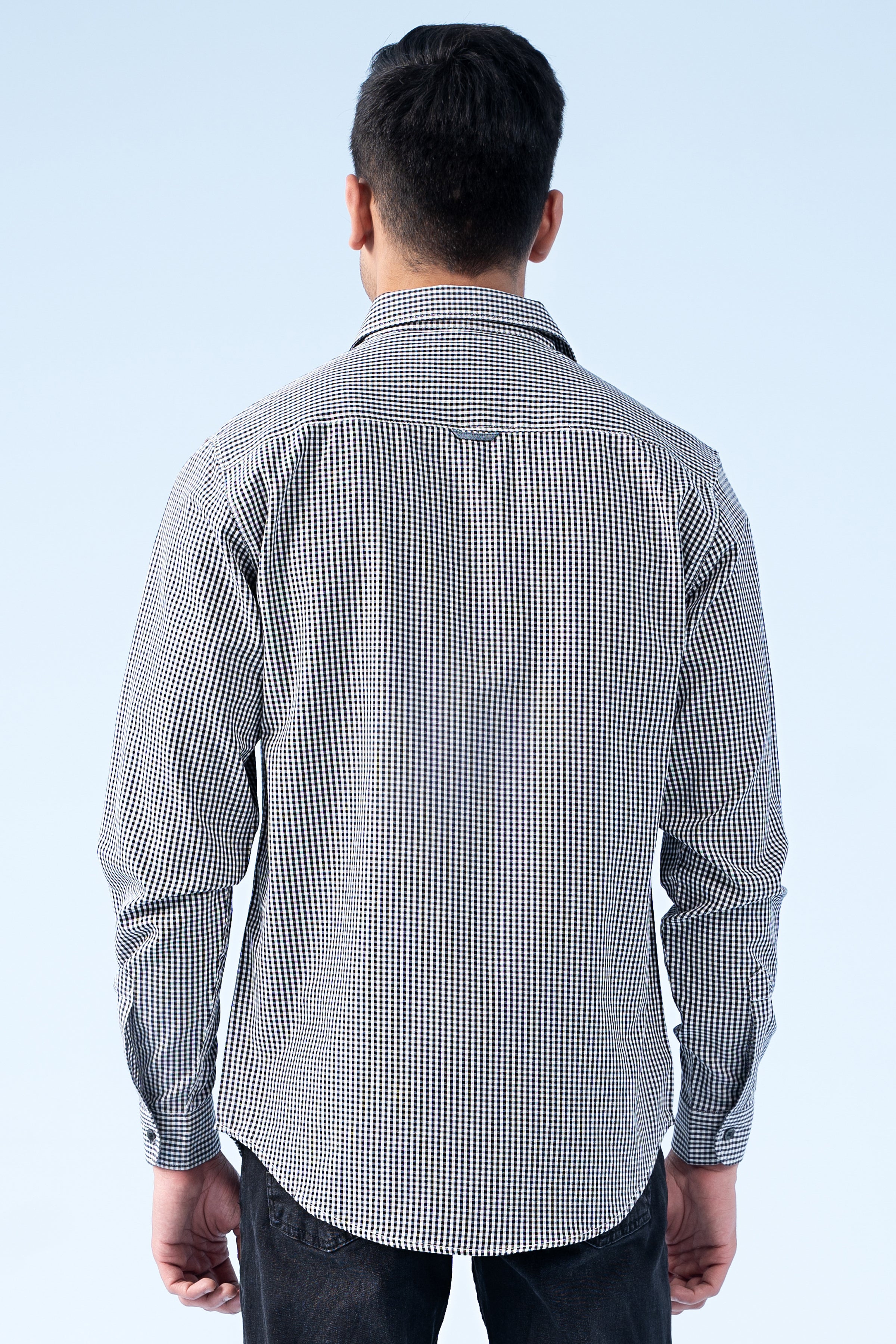 CASUAL SHIRT BLACK WHITE CHECK - Charcoal Clothing