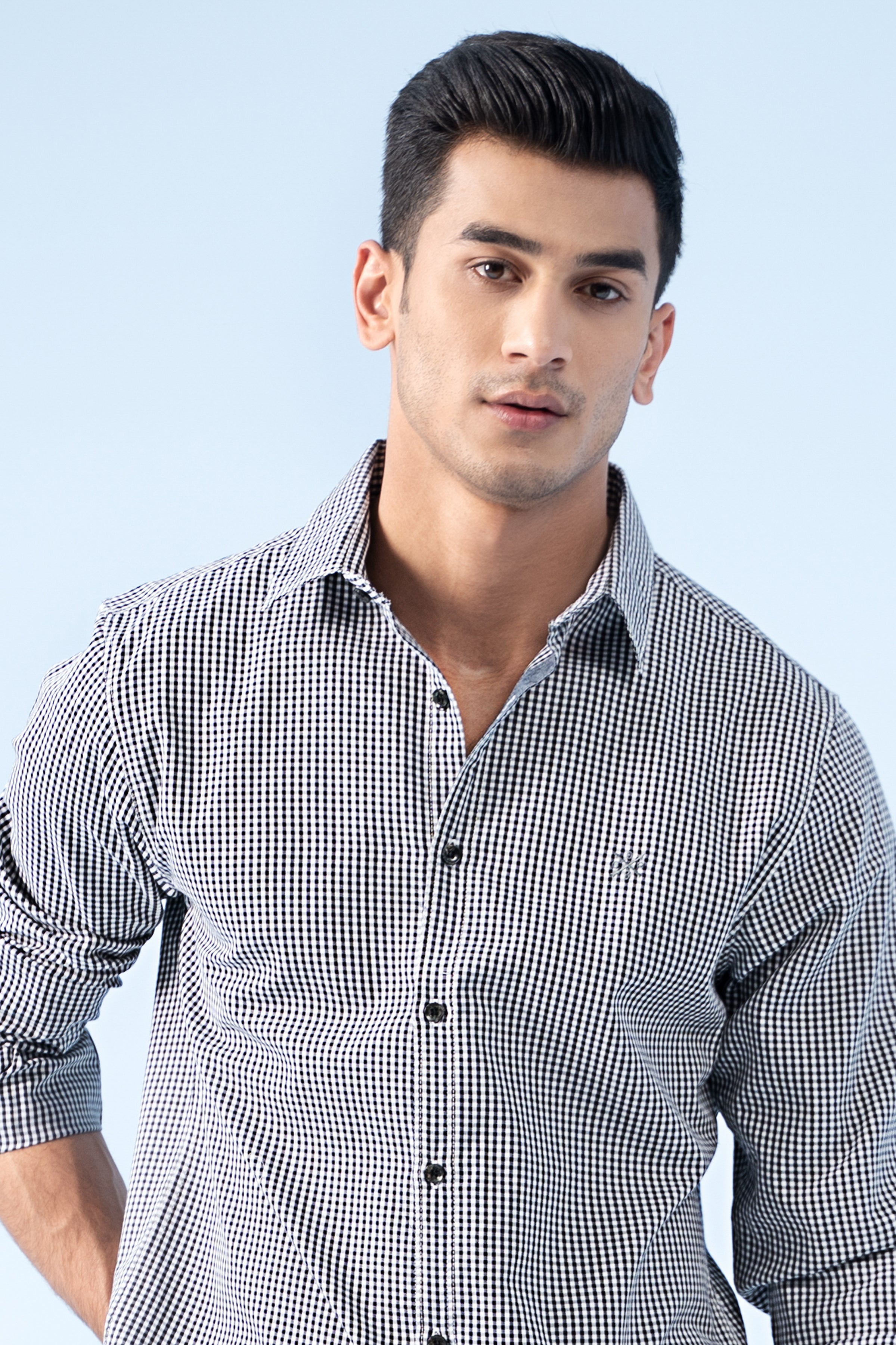 CASUAL SHIRT BLACK WHITE CHECK - Charcoal Clothing