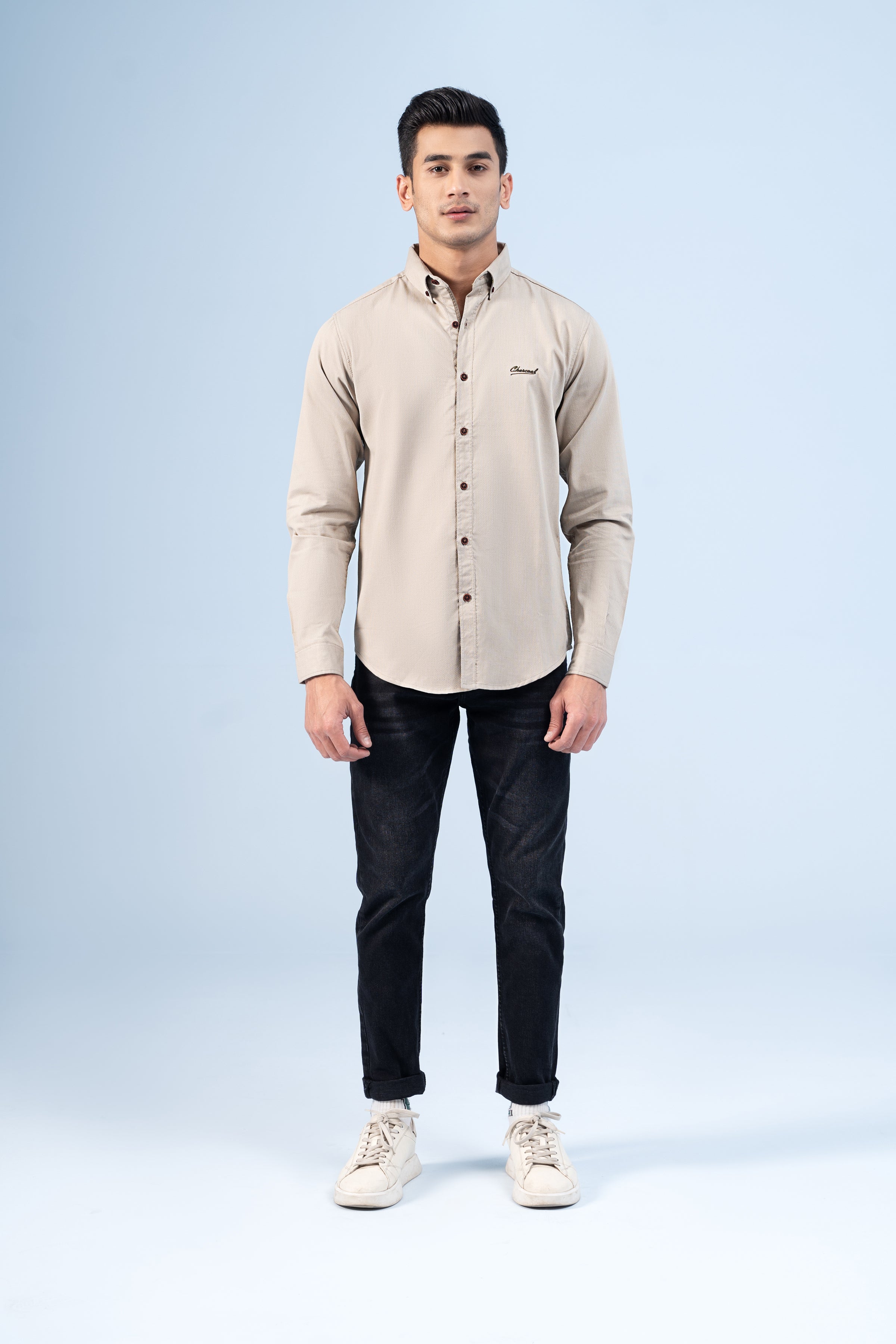 CASUAL SHIRT KHAKI - Charcoal Clothing