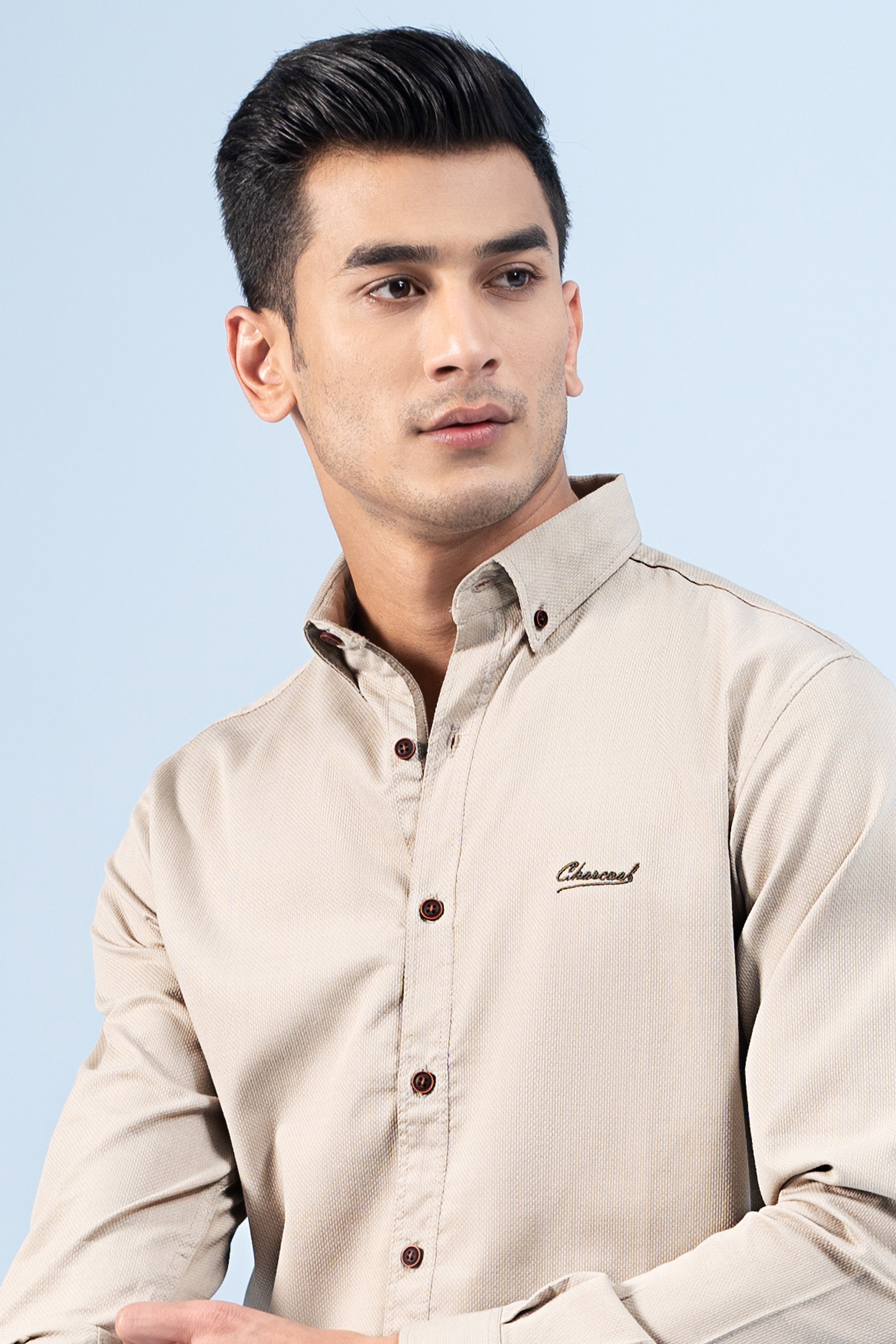 CASUAL SHIRT KHAKI - Charcoal Clothing