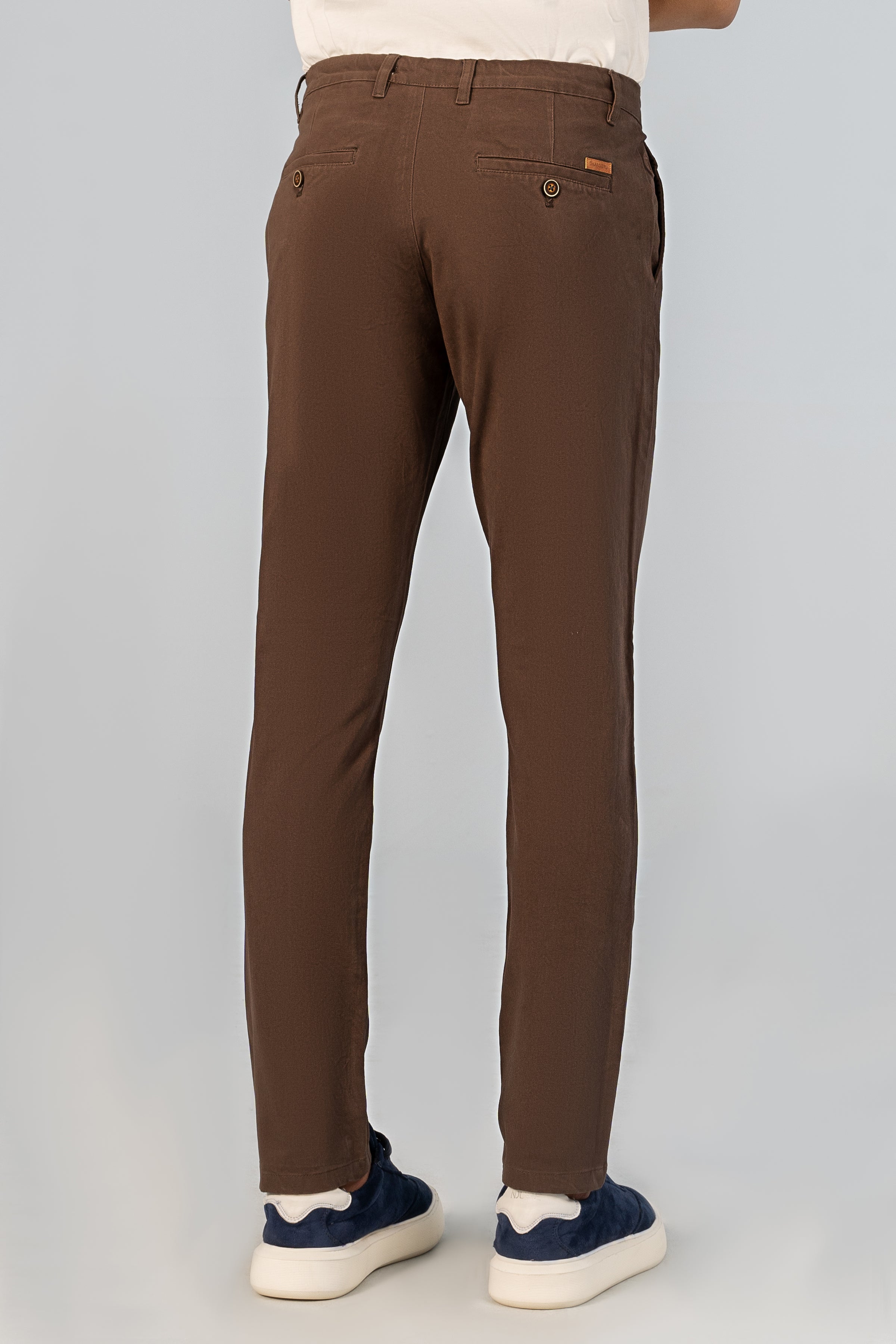 CASUAL PANT CROSS POCKET BI-STRETCH CHOCLATE BROWN - Charcoal Clothing