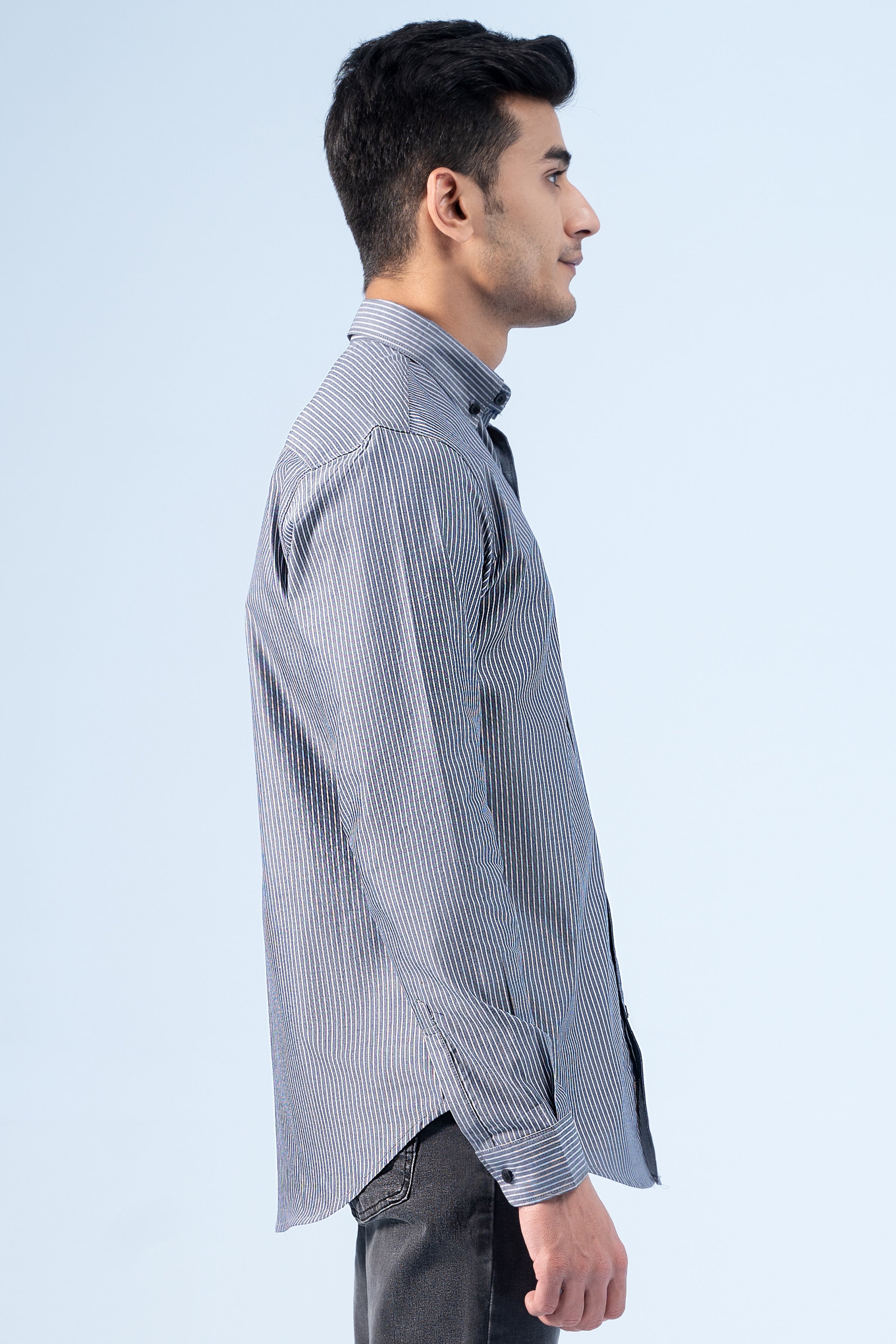 CASUAL SHIRT GREY STRIPER - Charcoal Clothing