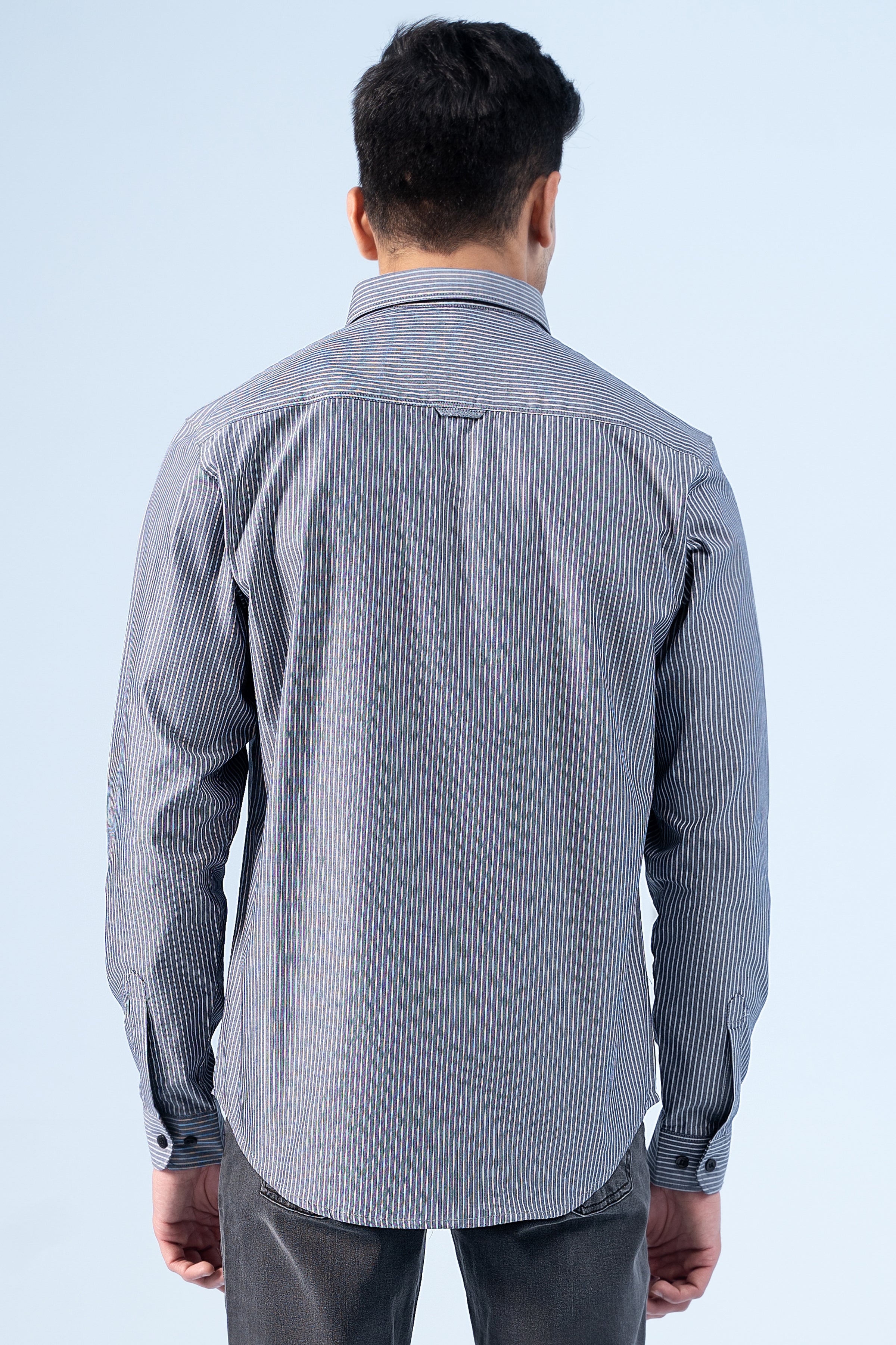 CASUAL SHIRT GREY STRIPER - Charcoal Clothing