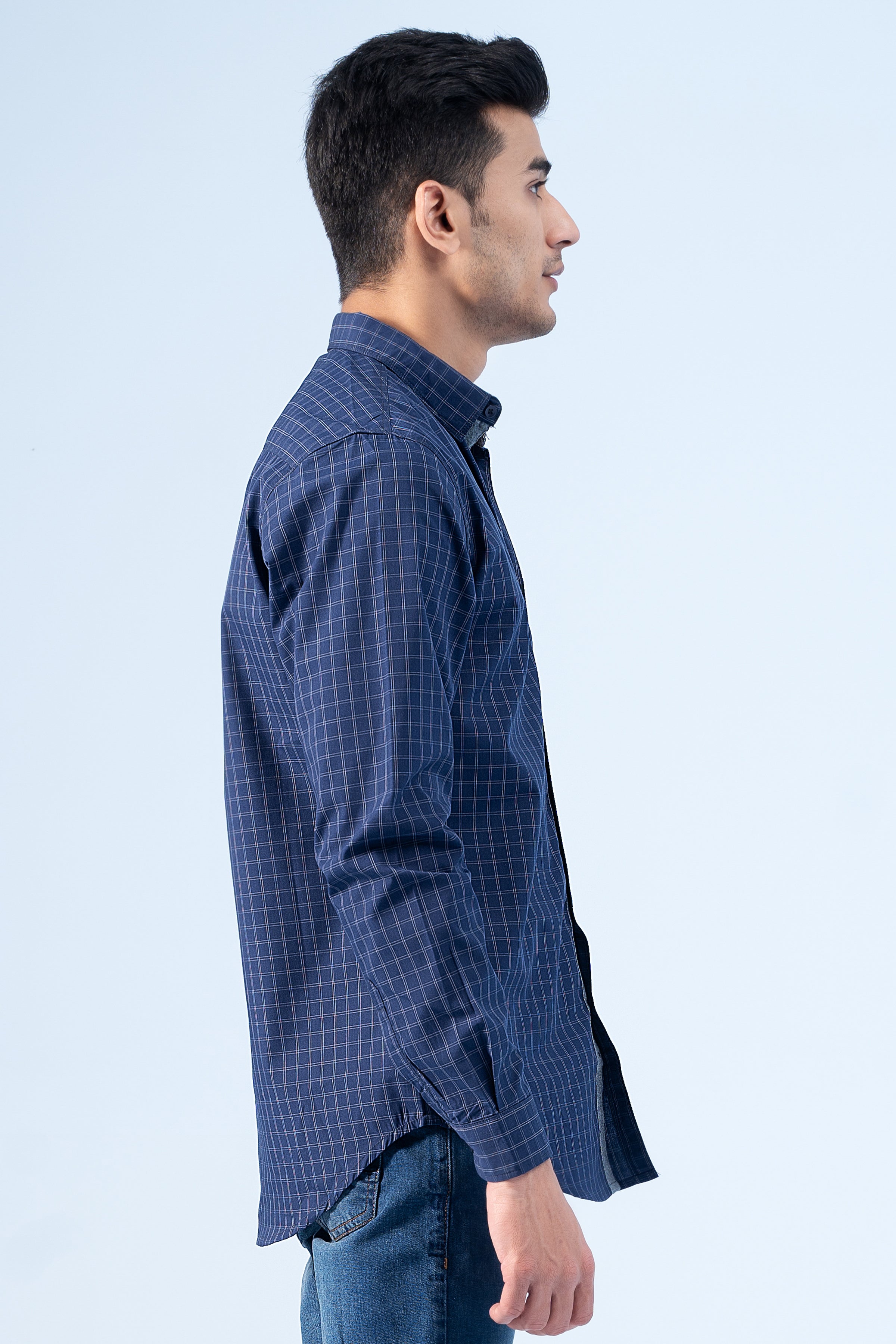 CASUAL SHIRT NAVY CHECK - Charcoal Clothing