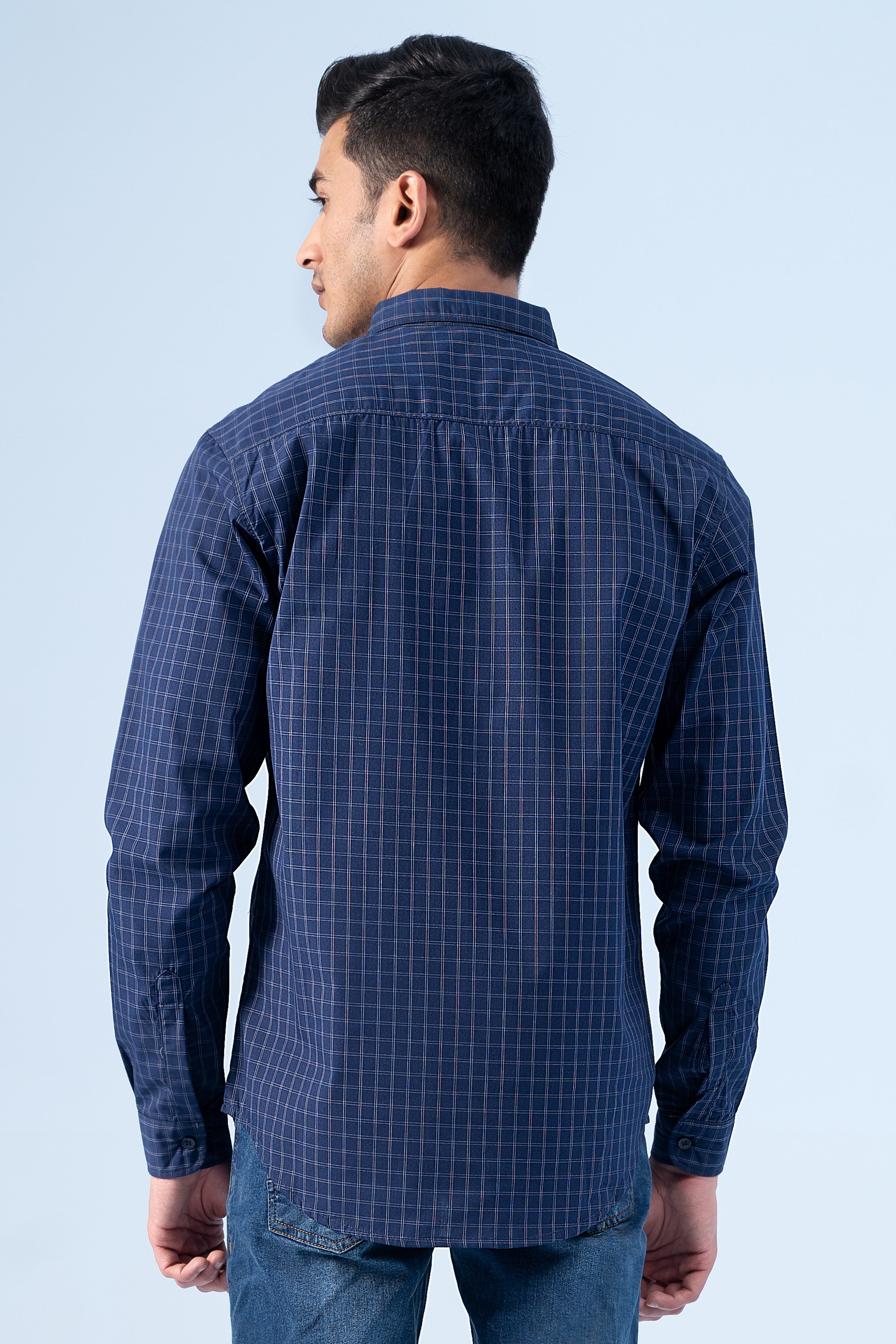 CASUAL SHIRT NAVY CHECK - Charcoal Clothing