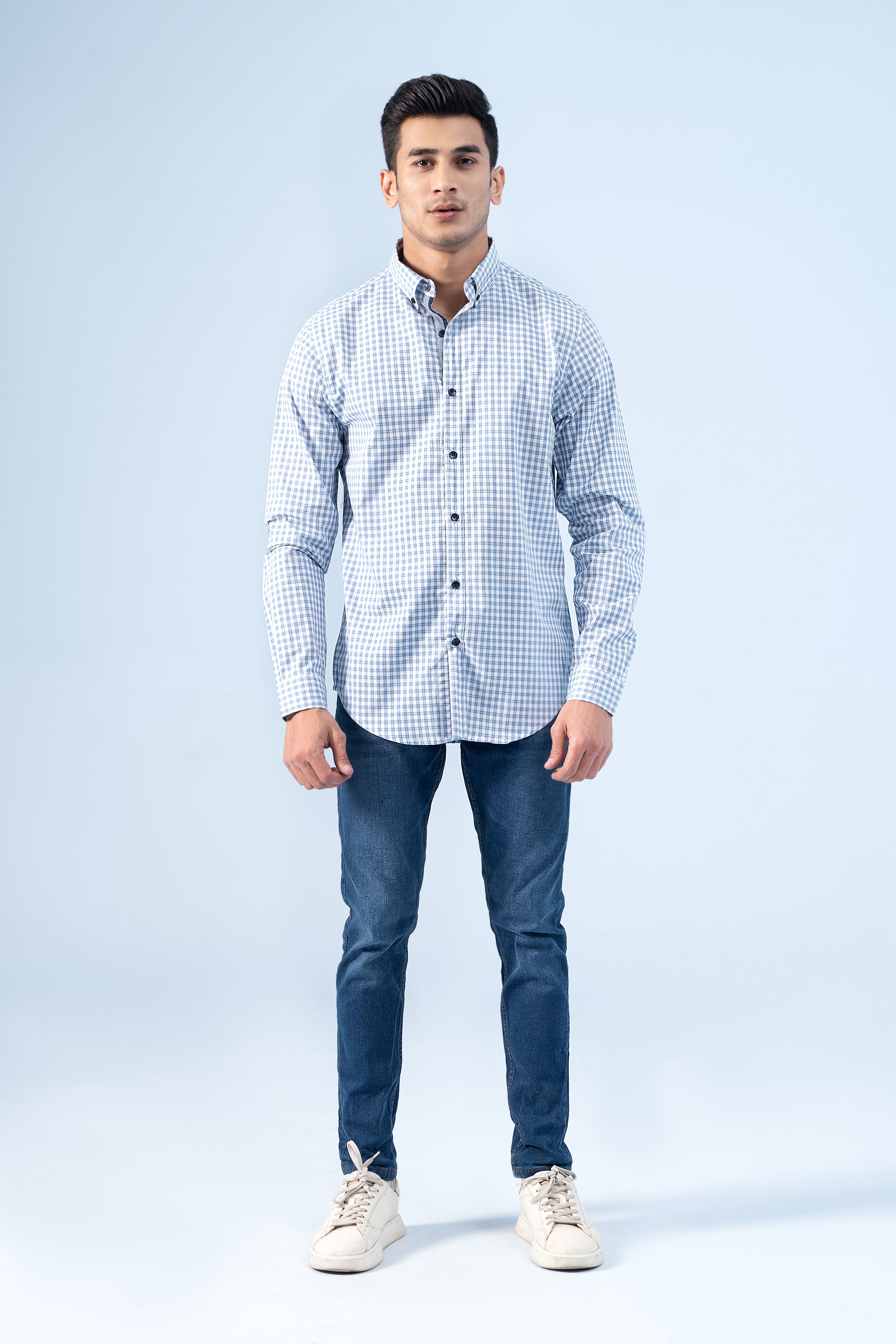 CASUAL SHIRT BLUE CHECK - Charcoal Clothing