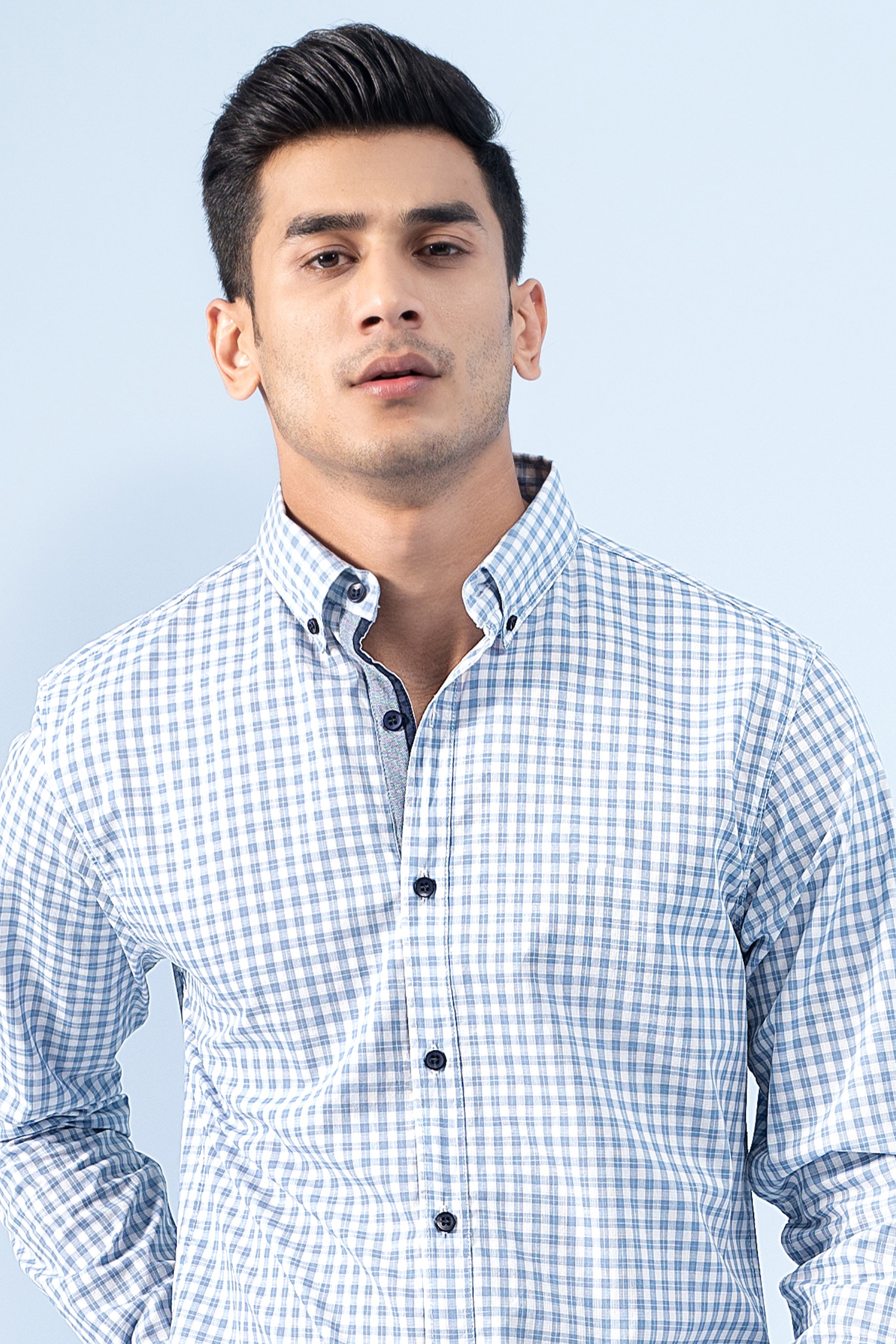 CASUAL SHIRT BLUE CHECK - Charcoal Clothing