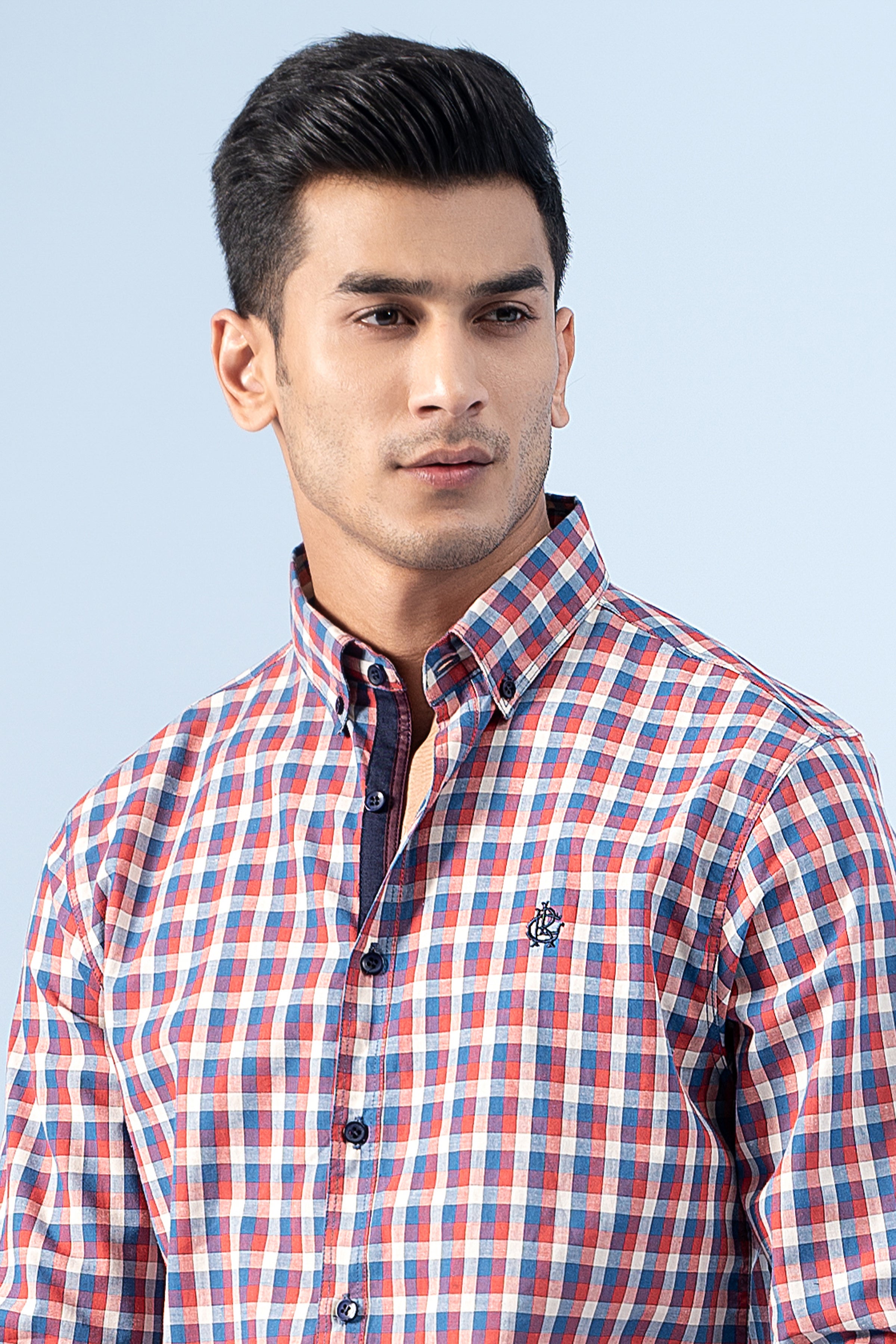 CASUAL SHIRT BLUE RED CHECK - Charcoal Clothing