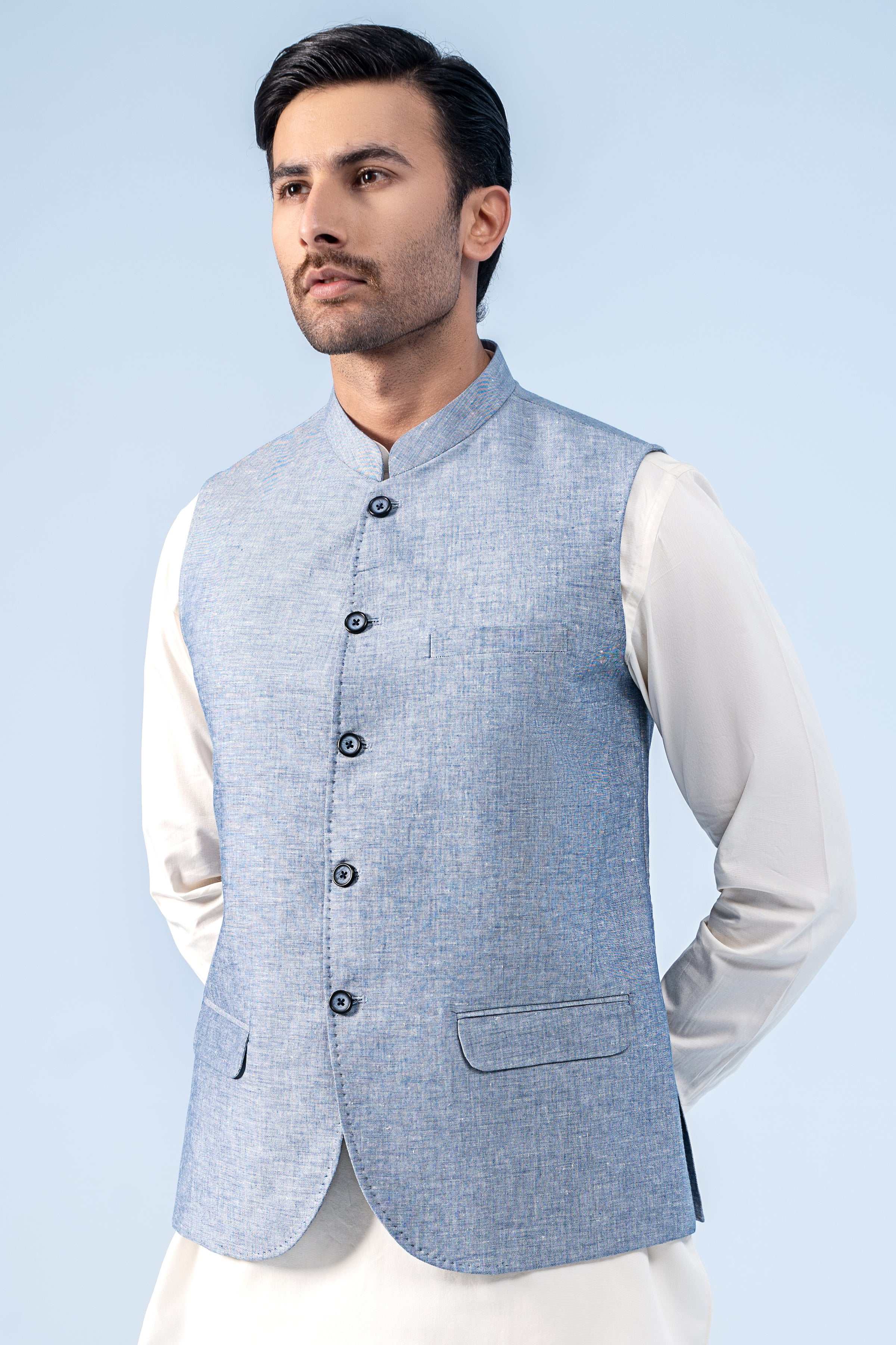 Light blue hot sale waistcoat mens