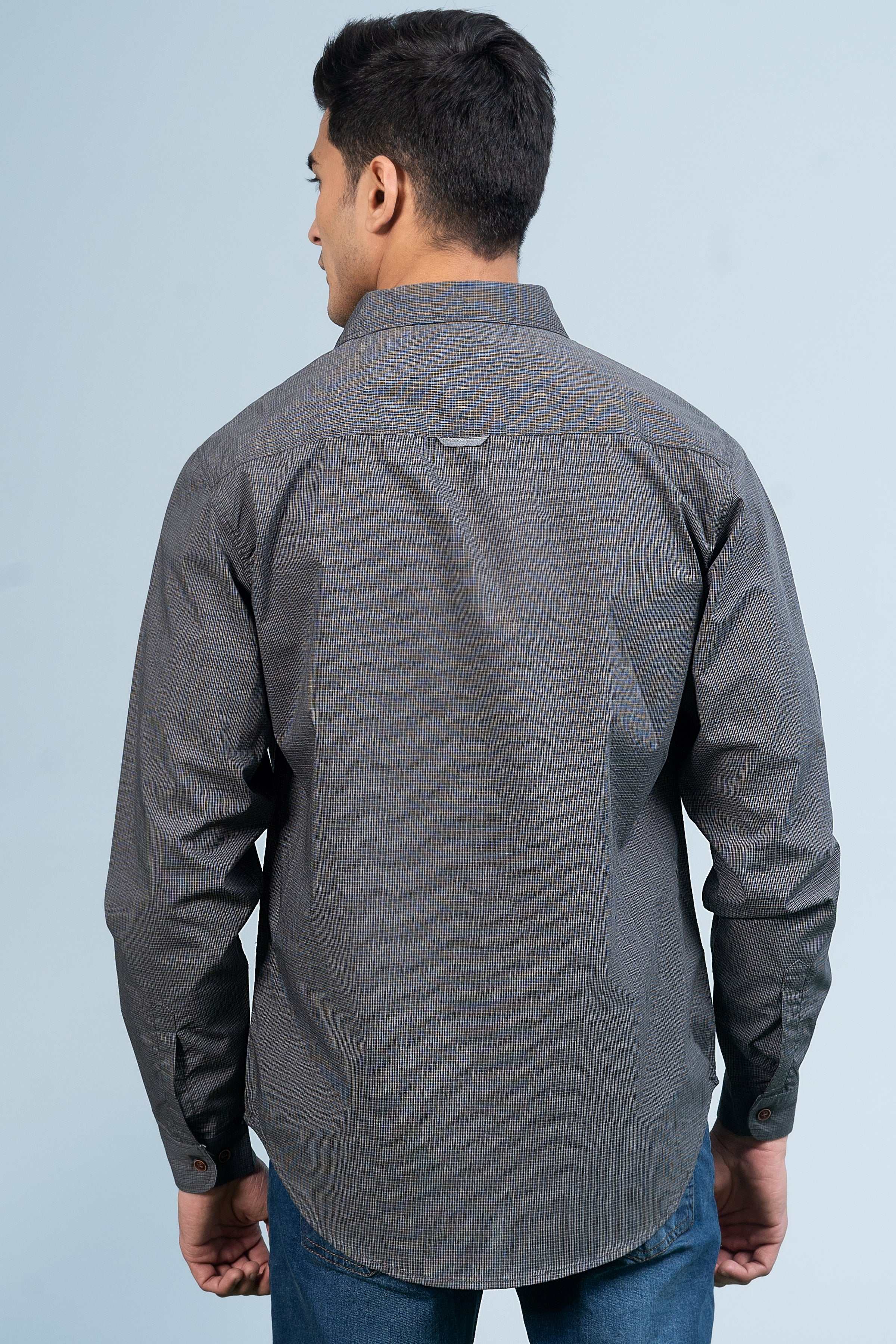 CASUAL SHIRT GREY CHECK - Charcoal Clothing