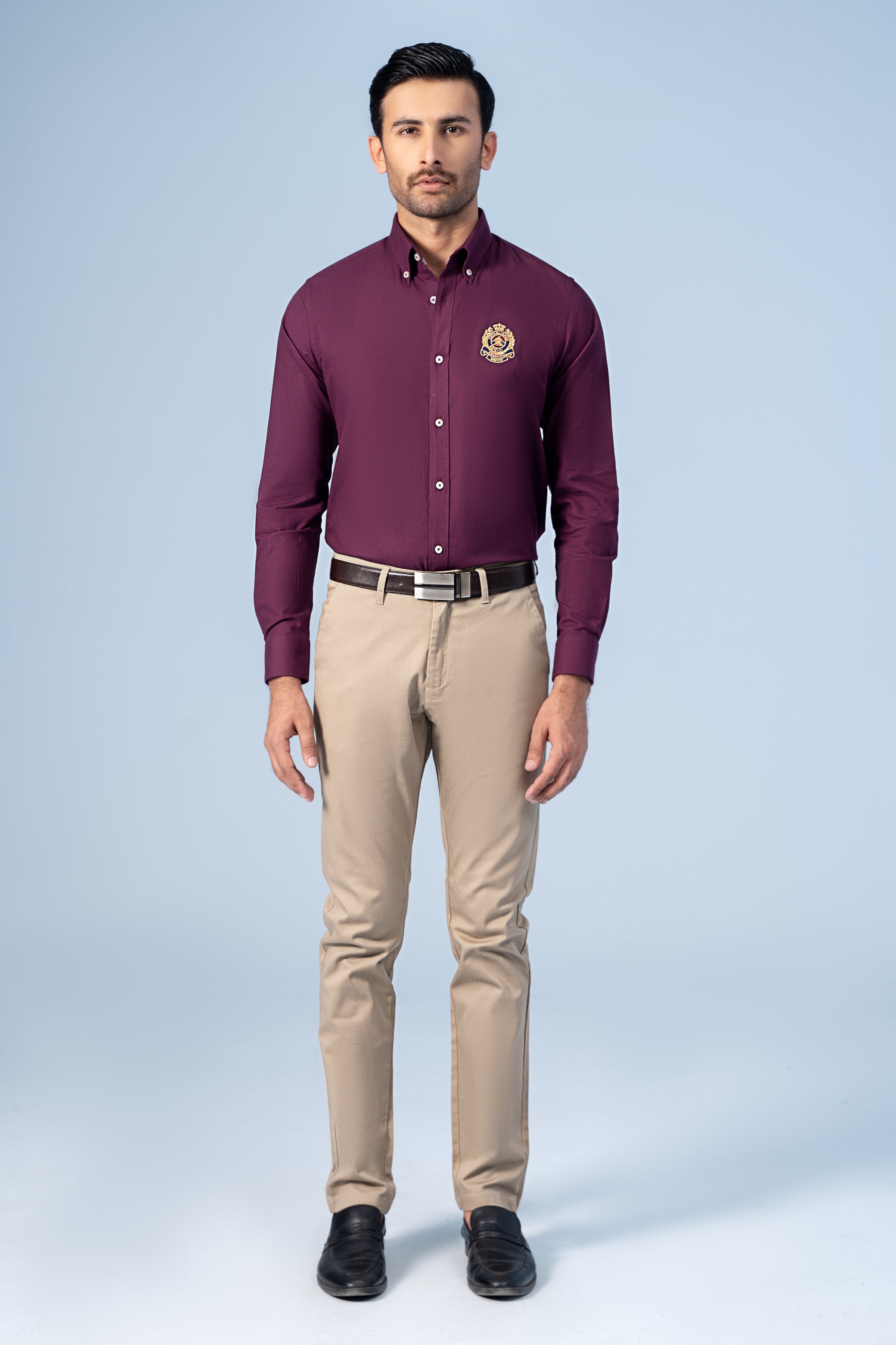 SEMI CASUAL SHIRT BURGUNDY - Charcoal Clothing