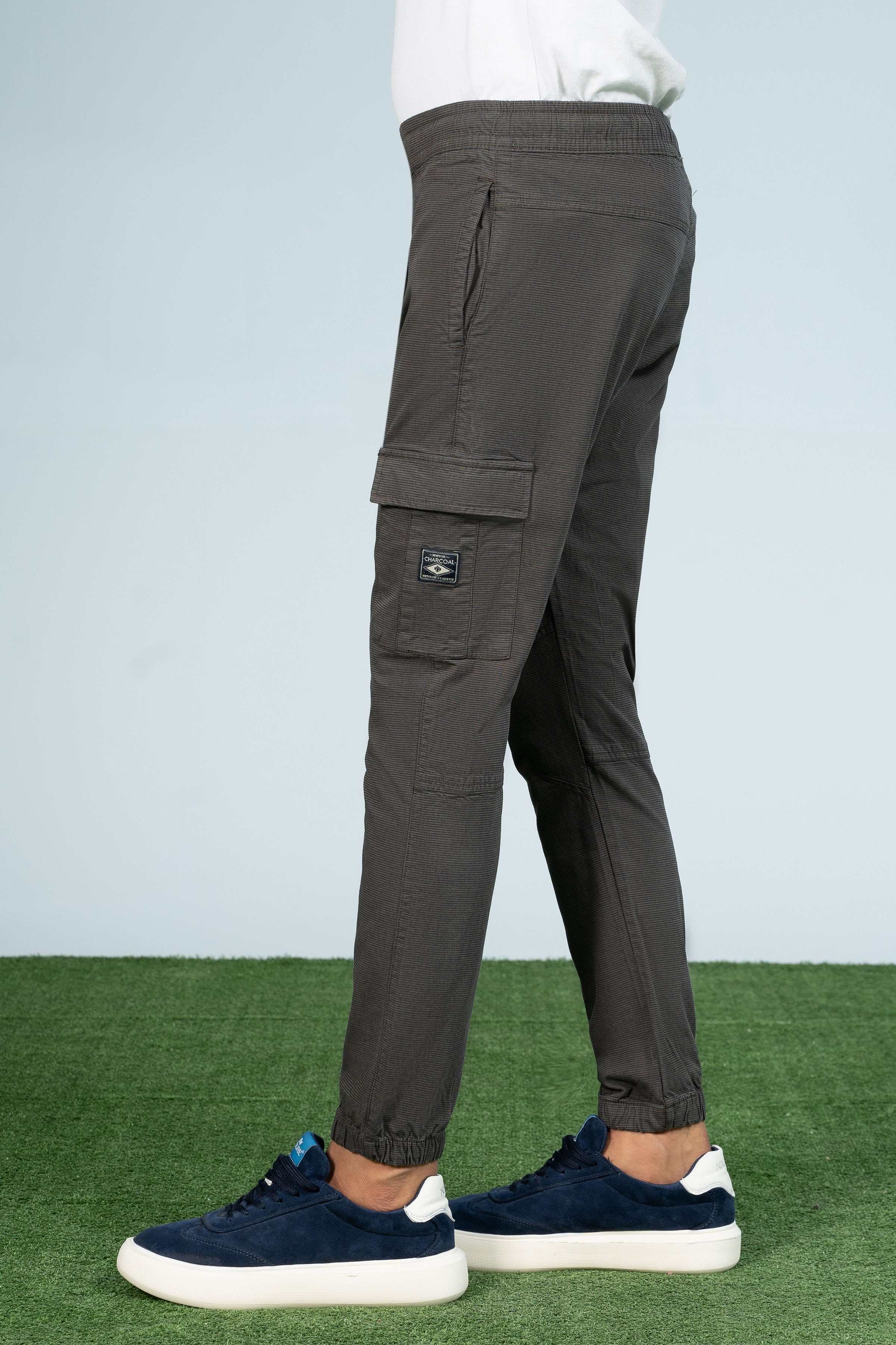 CARGO TEXTURED JOGGER TROUSER OLIVE - Charcoal Clothing