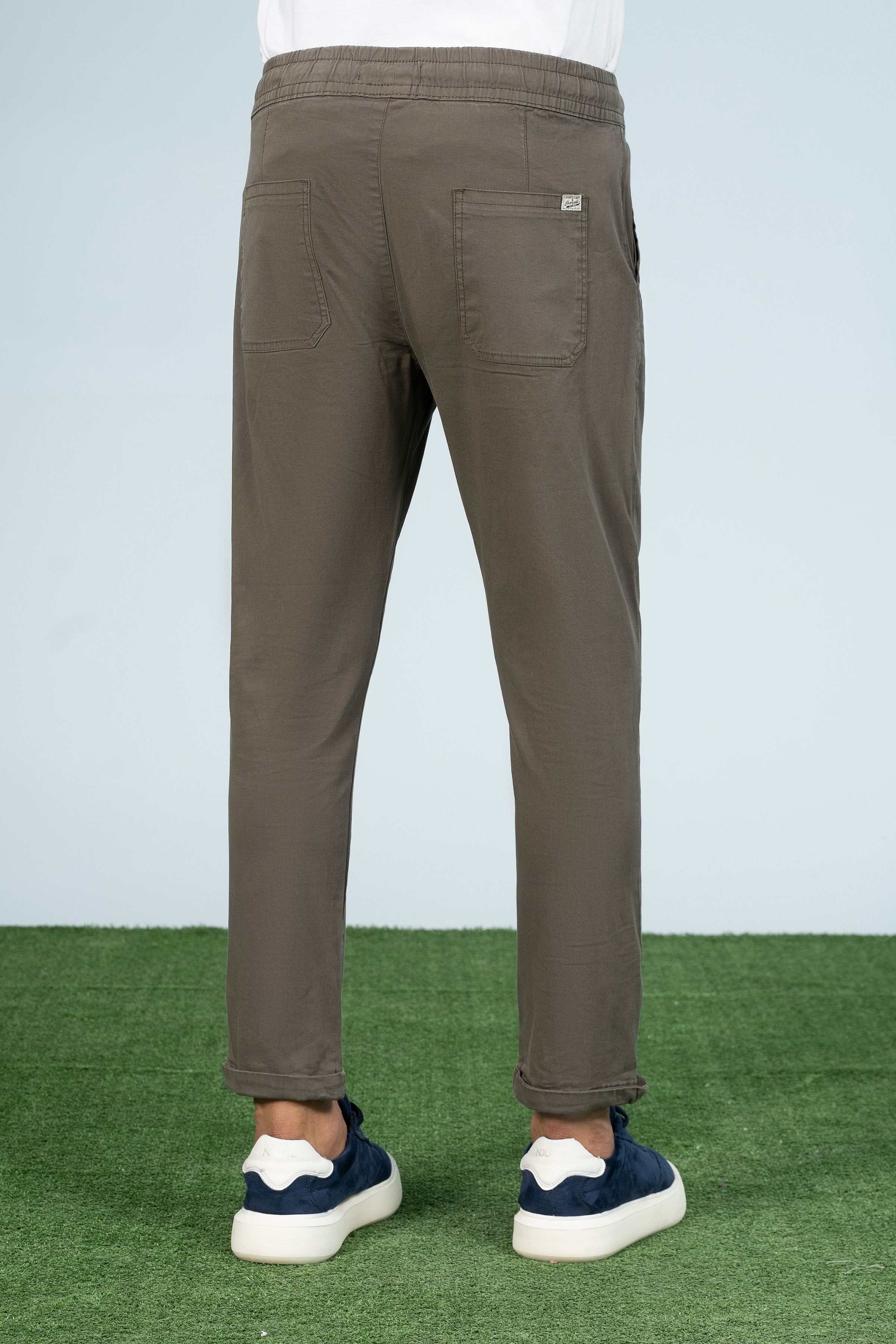 CASUAL JOGGER WAIST TROUSER DARK OLIVE - Charcoal Clothing
