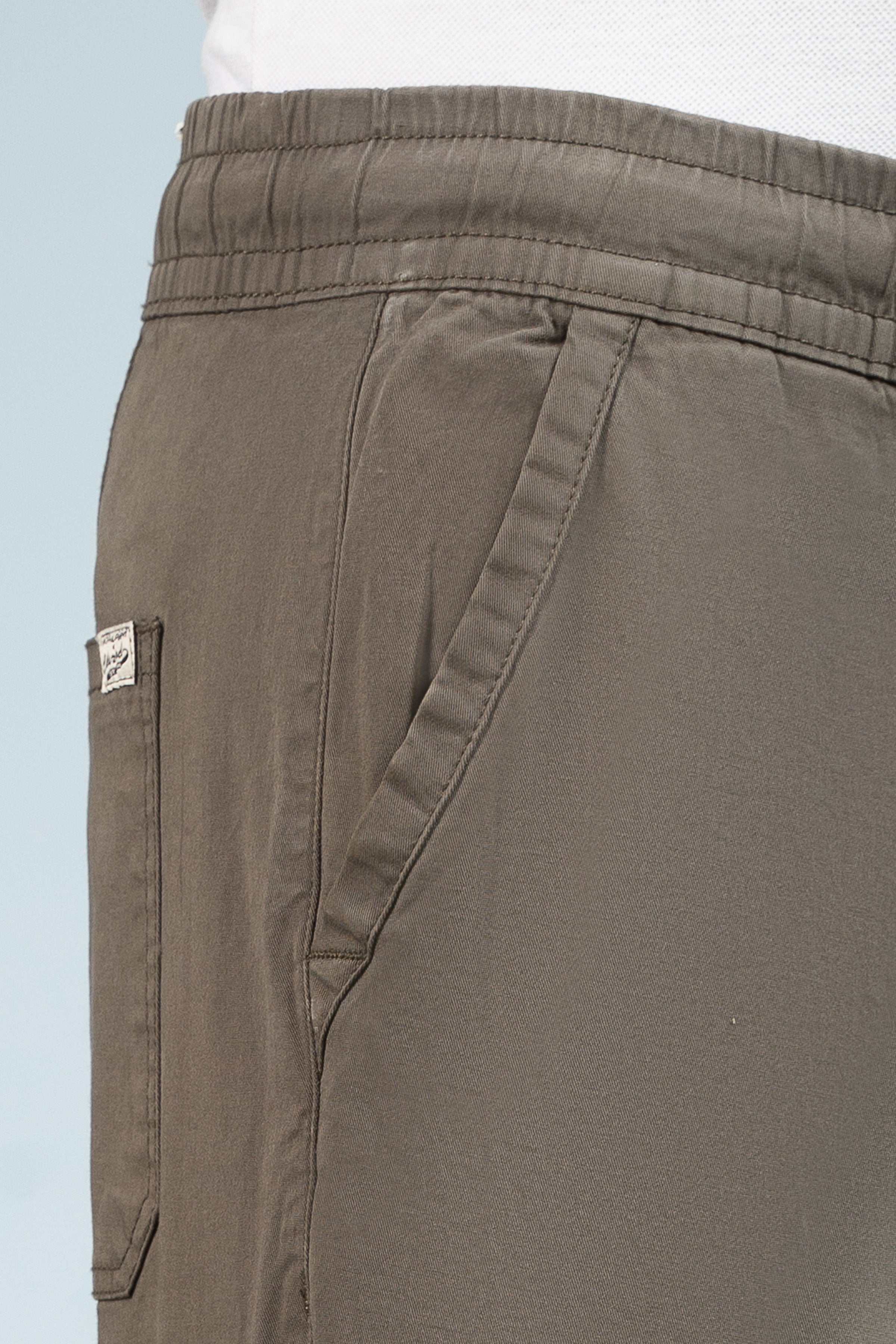 CASUAL JOGGER WAIST TROUSER DARK OLIVE - Charcoal Clothing
