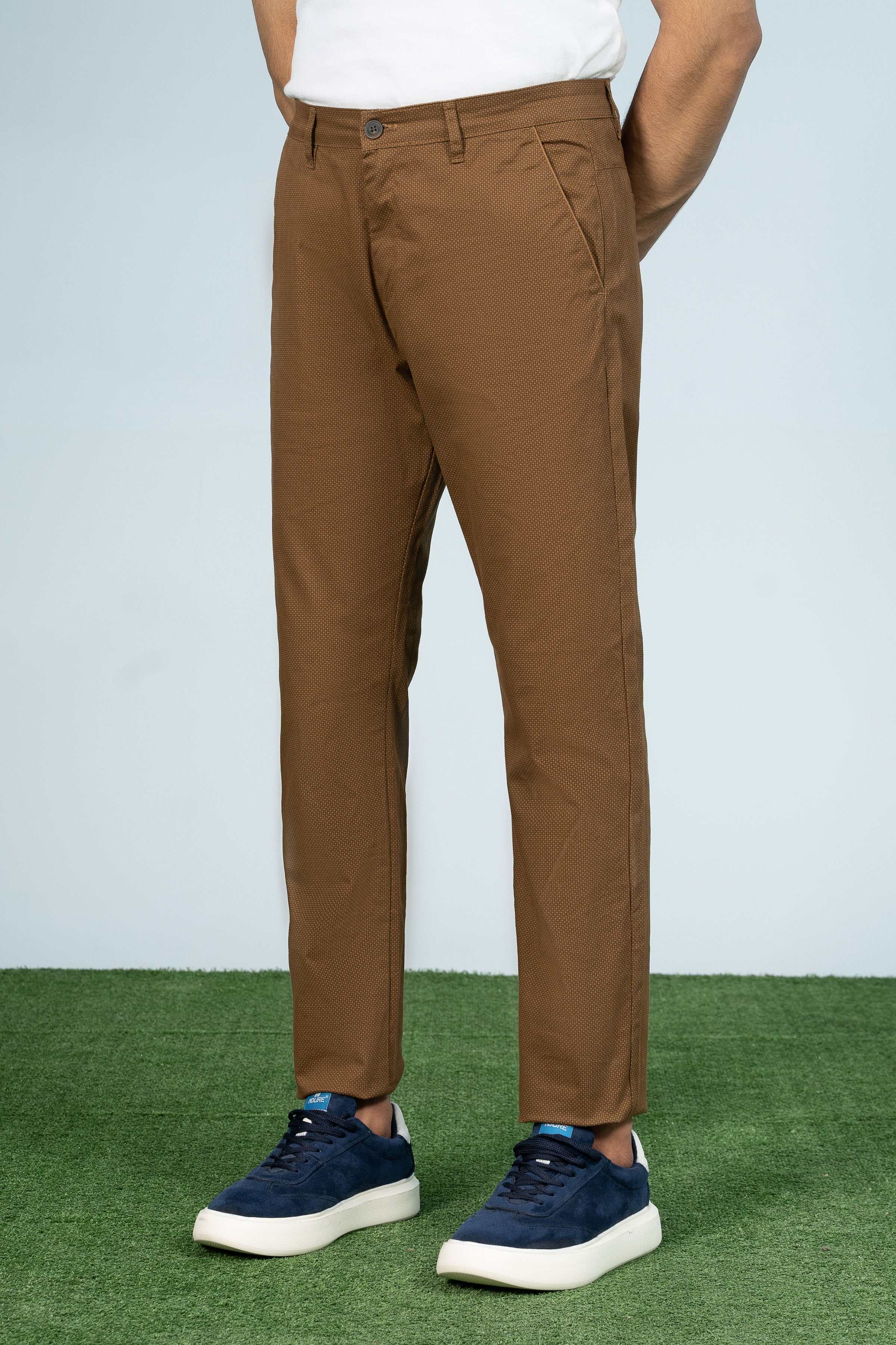 CROSS POCKET PRINTED PANT BROWN - Charcoal Clothing