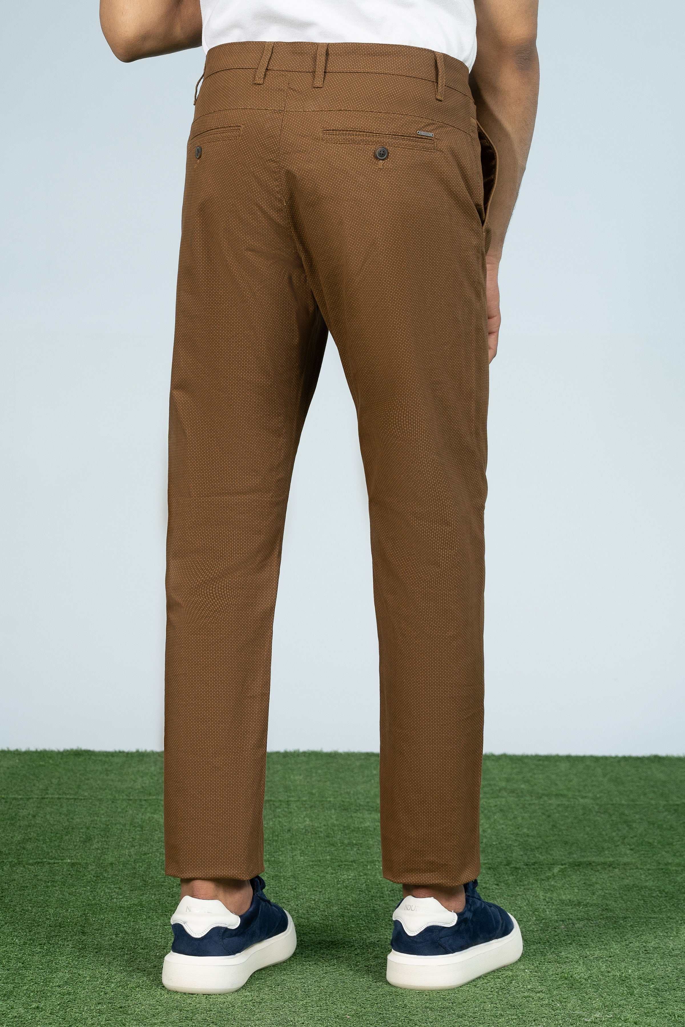 CROSS POCKET PRINTED PANT BROWN - Charcoal Clothing