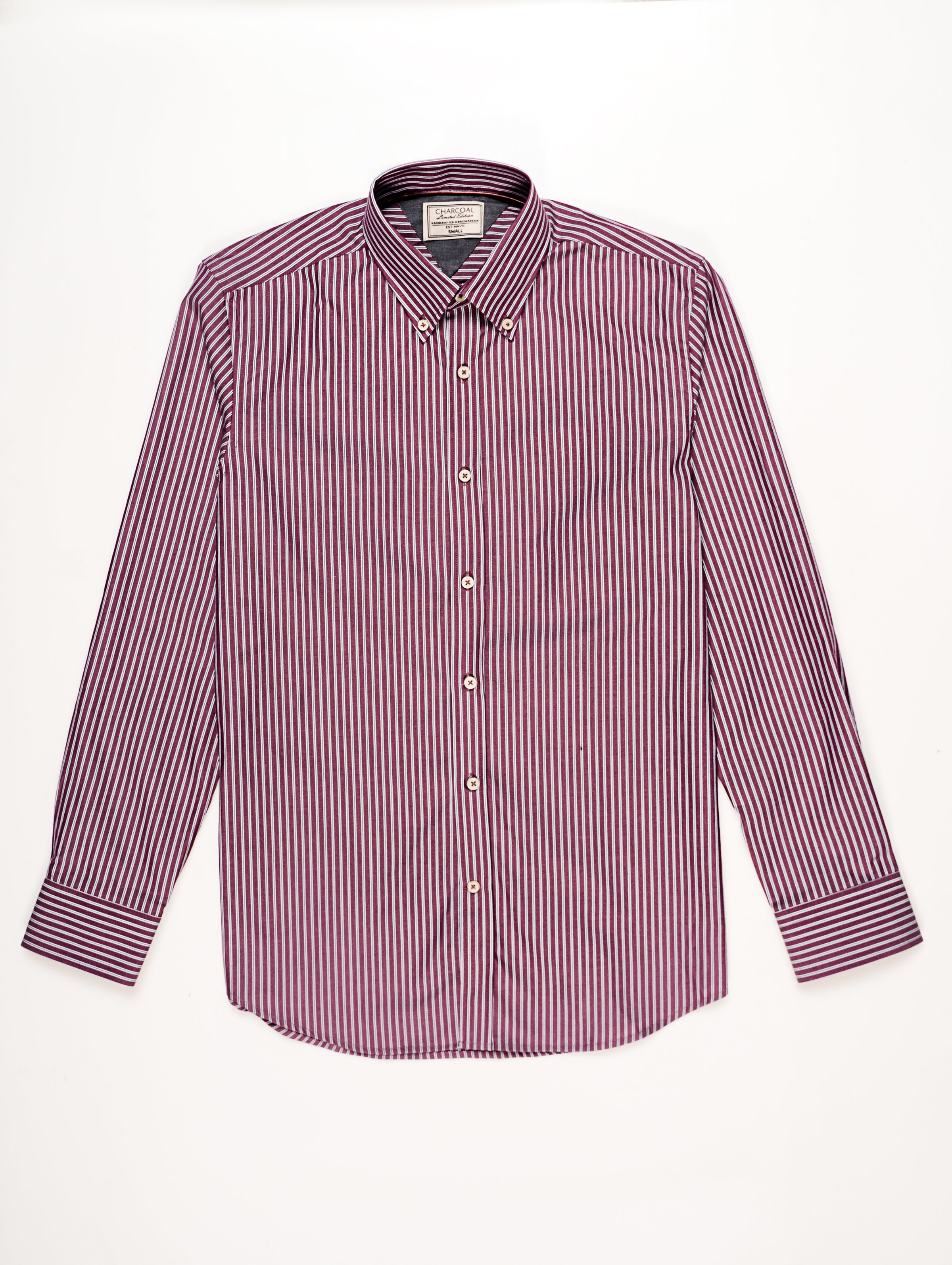 LIMITED EDITION SHIRTS MAROON WHITE STRIPES - Charcoal Clothing