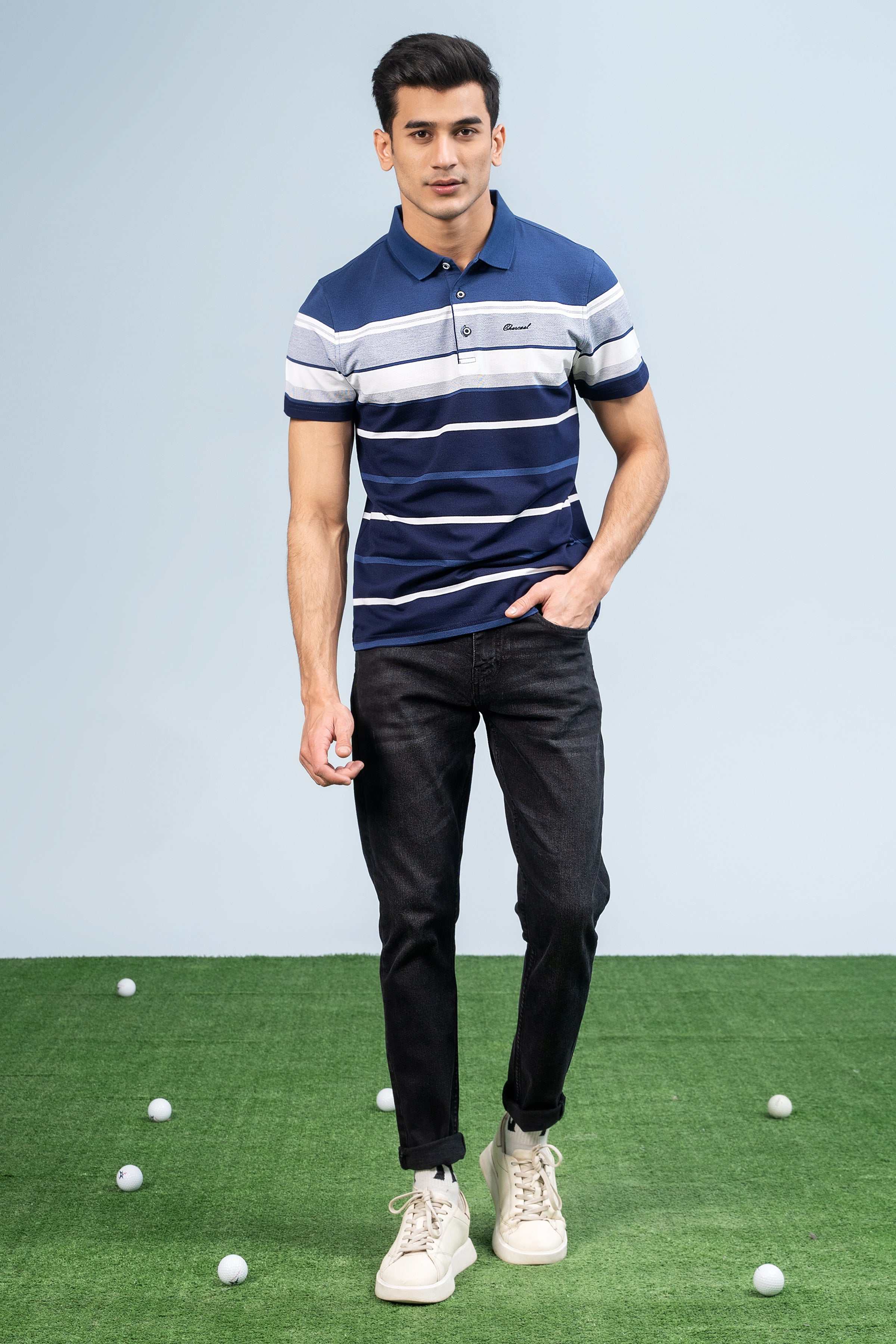 EXECUTIVE ICONIC POLO NAVY at Charcoal Clothing