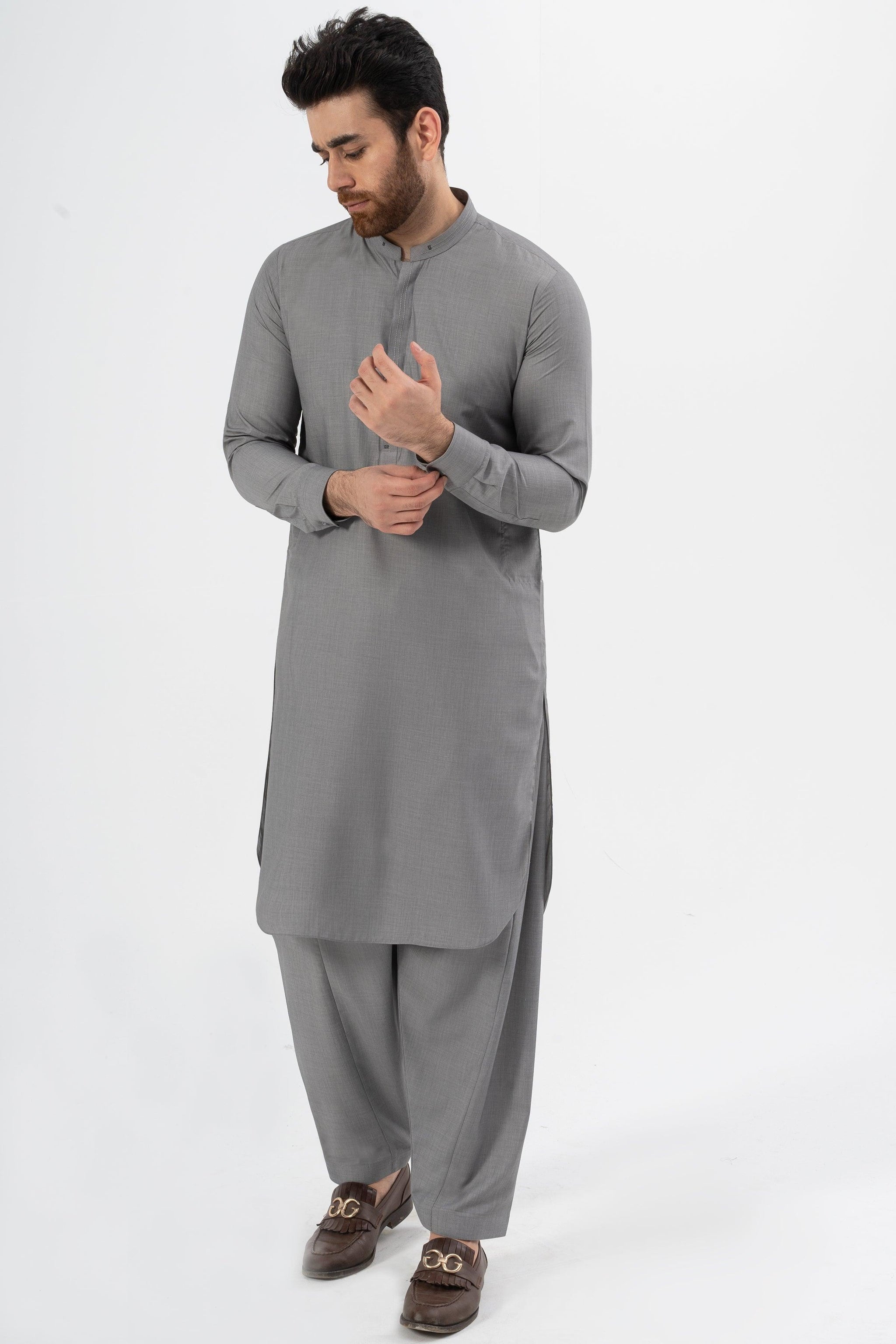 EXQUISITE TEXTURED SHALWAR KAMEEZ CARBON