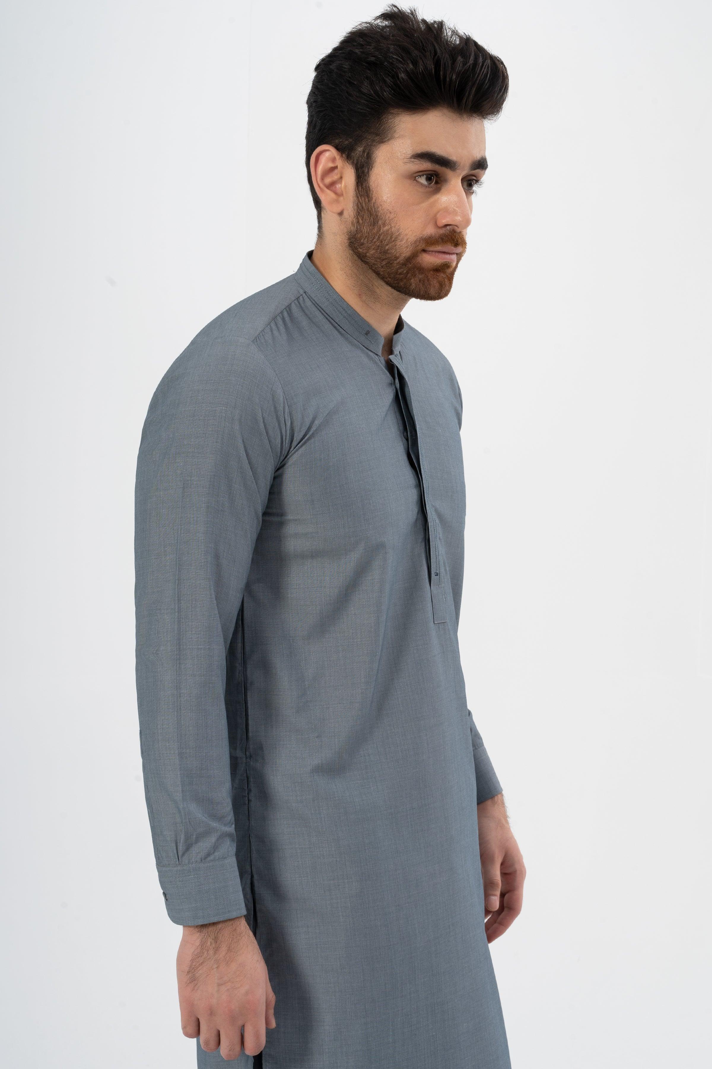 EXQUISITE TEXTURED SHALWAR KAMEEZ MID BLUE at Charcoal Clothing
