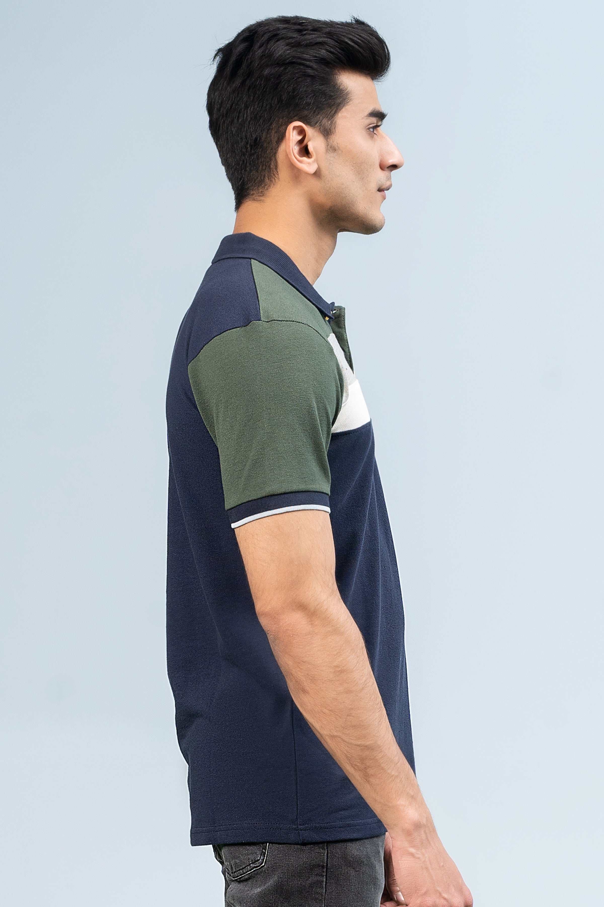 FASHION POLO NAVY GREEN at Charcoal Clothing