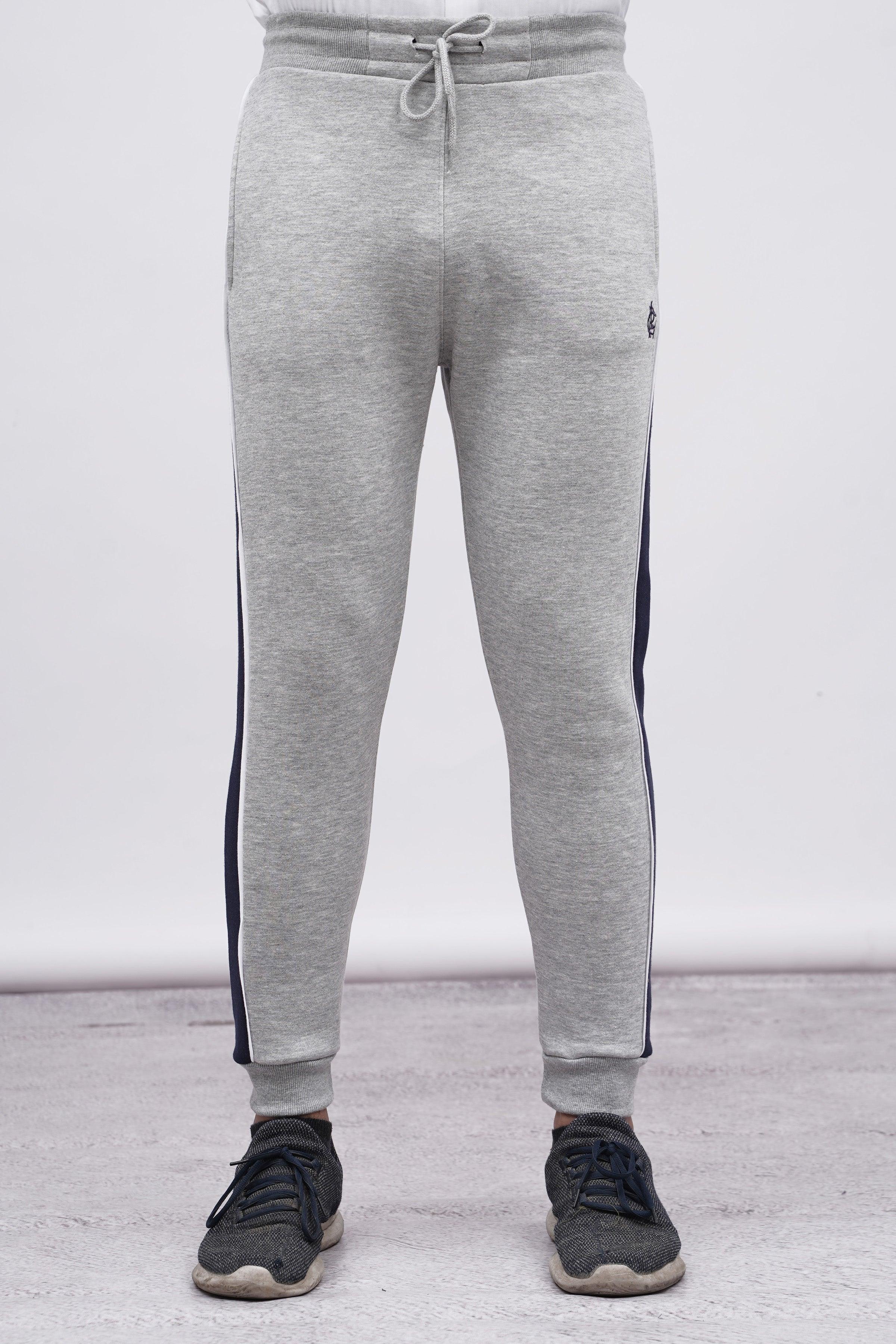 FLEECE CONTRAST PANNEL TROUSER GREY at Charcoal Clothing