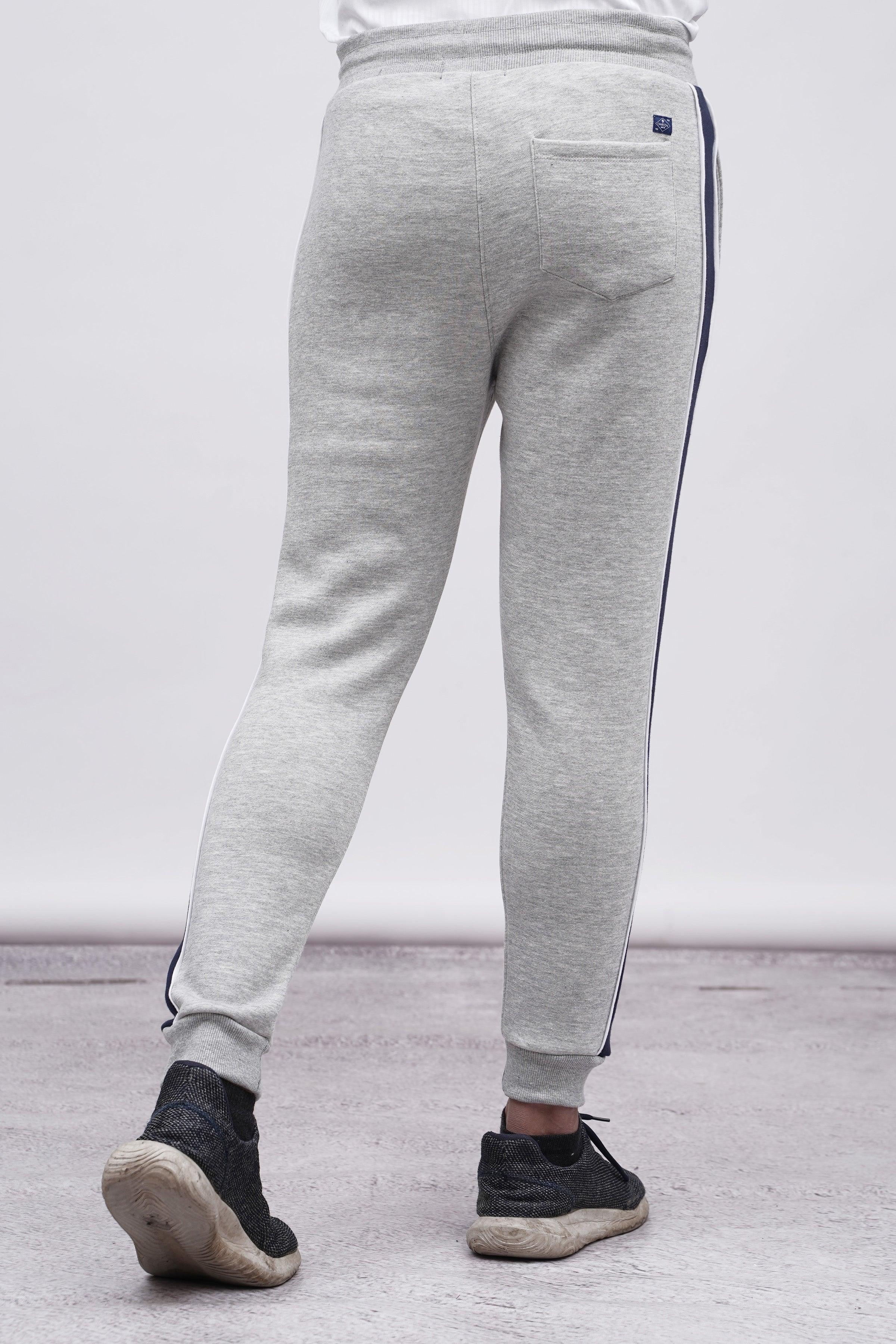 FLEECE CONTRAST PANNEL TROUSER GREY at Charcoal Clothing