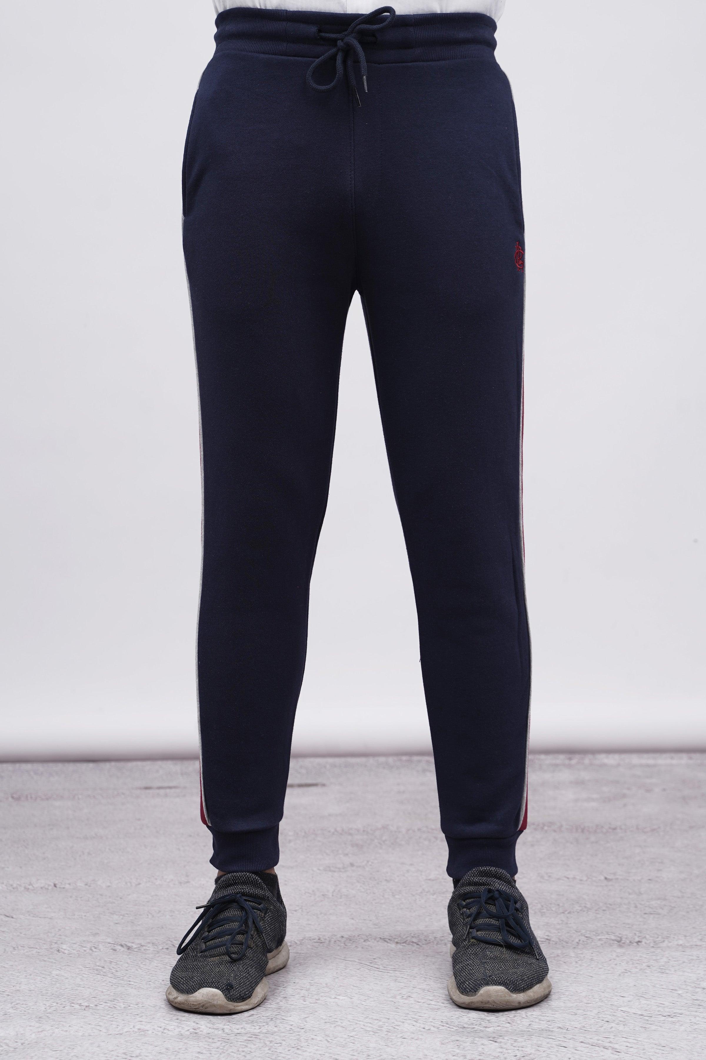 FLEECE CONTRAST PANNEL TROUSER NAVY at Charcoal Clothing