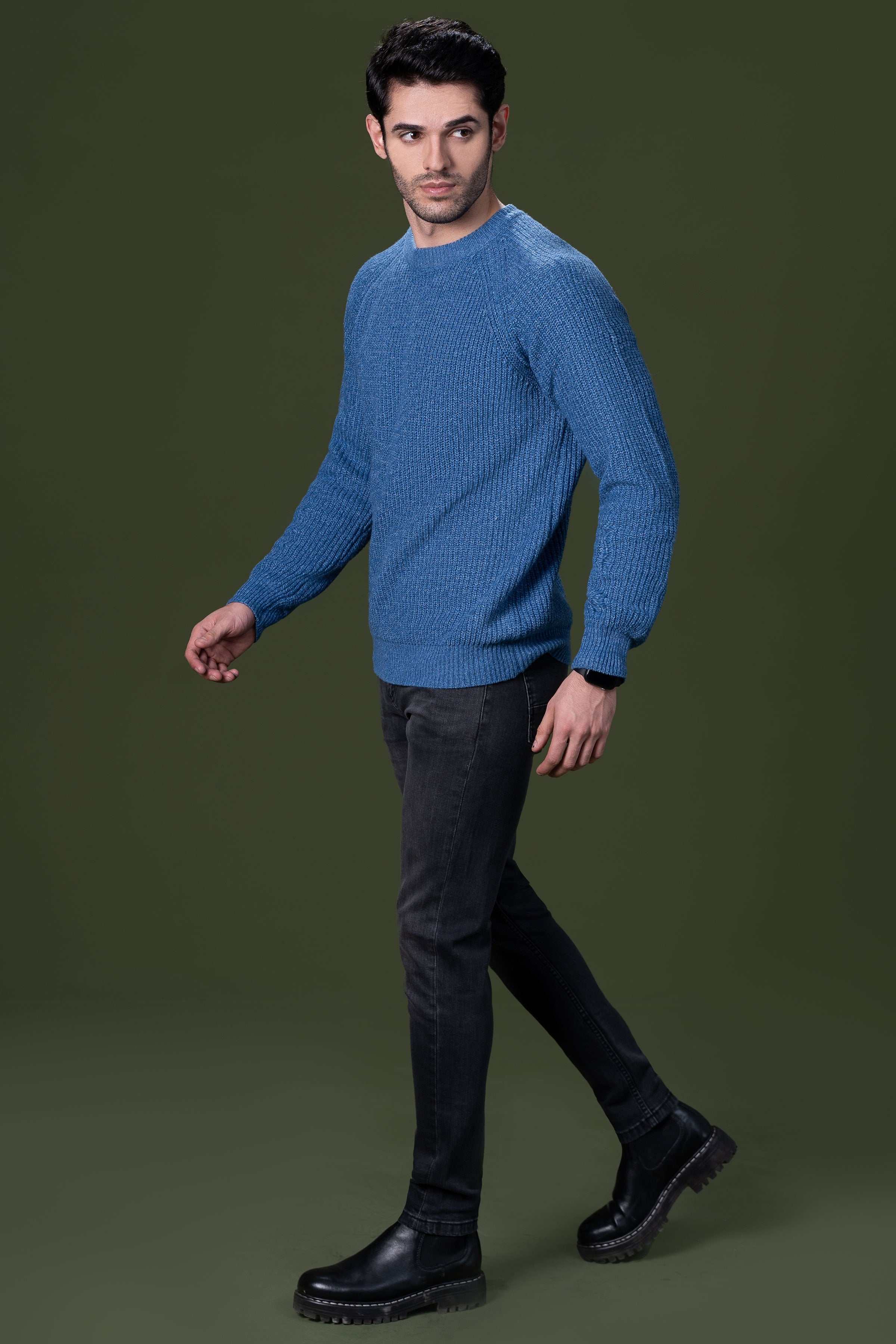 FULL SLEEVE SWEATER BLUE at Charcoal Clothing