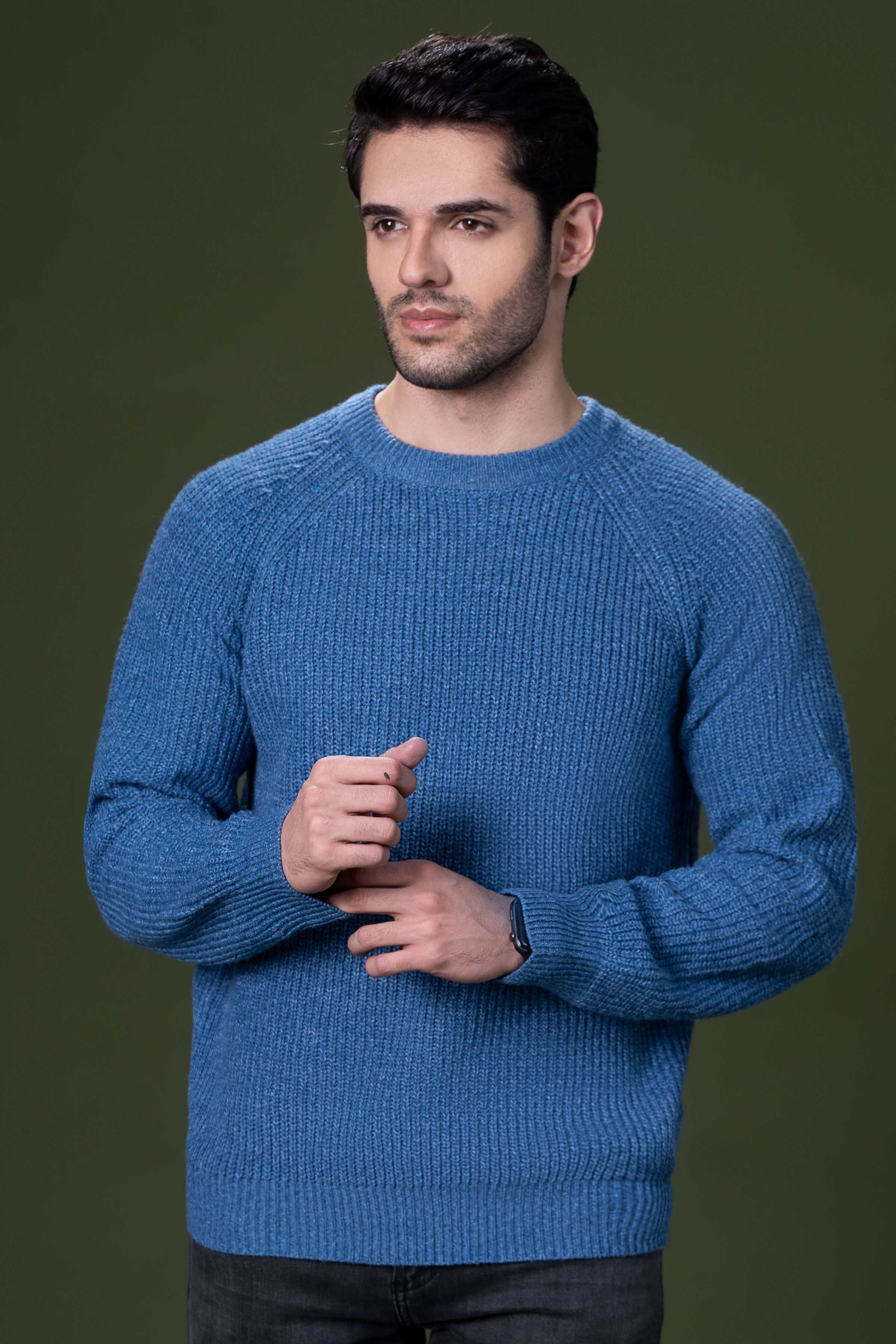 FULL SLEEVE SWEATER BLUE at Charcoal Clothing
