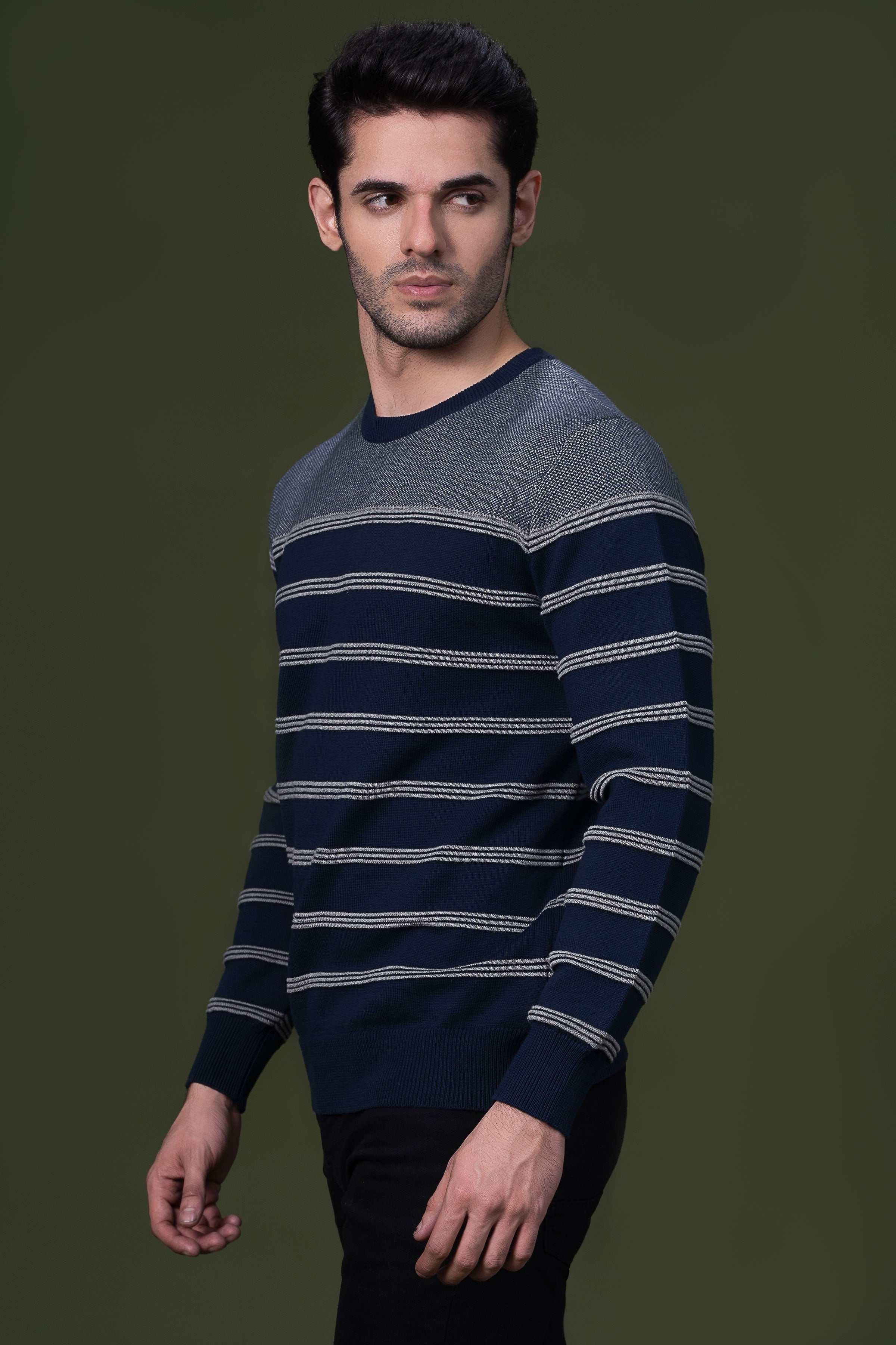 FULL SLEEVE SWEATER DARK NAVY at Charcoal Clothing
