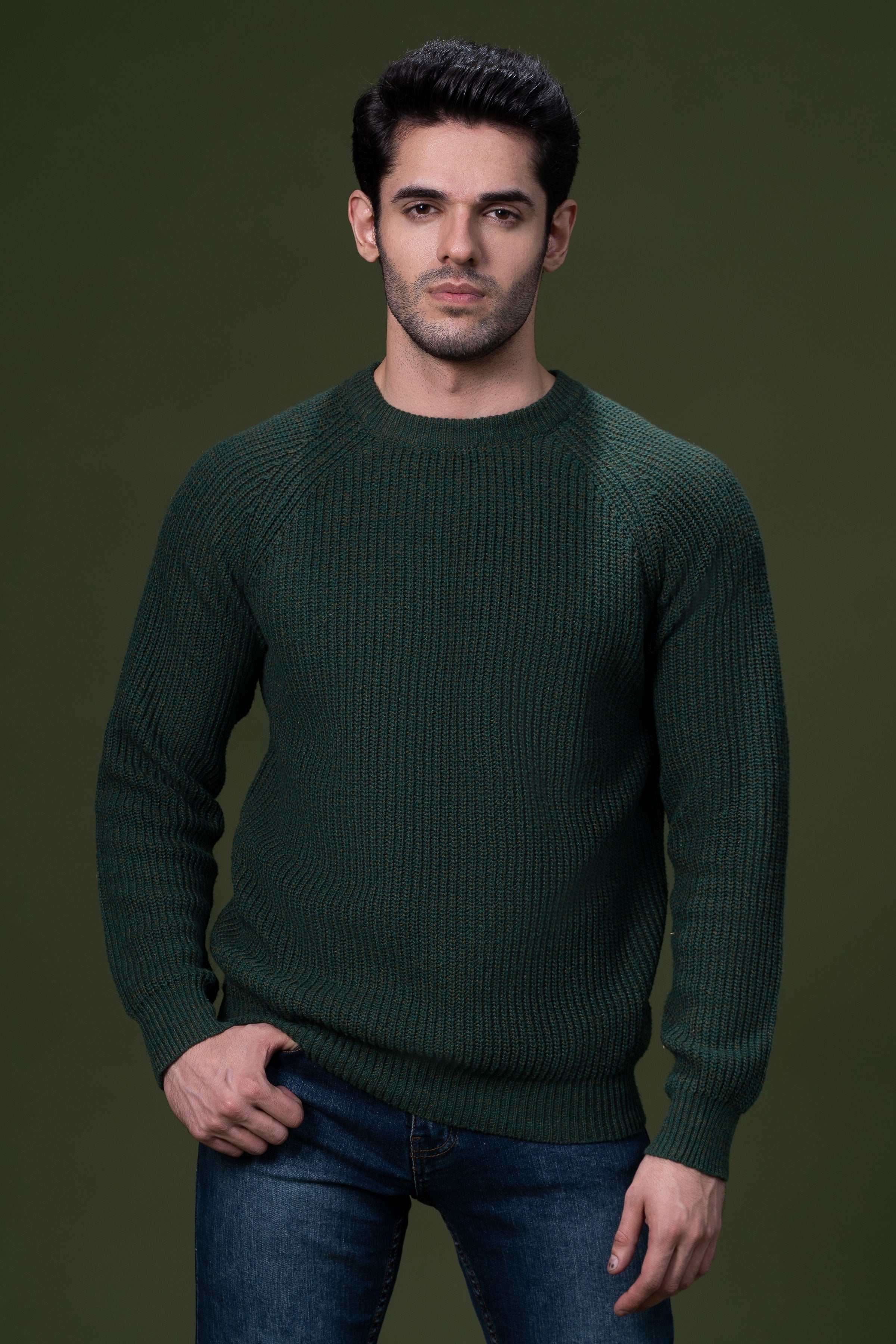 FULL SLEEVE SWEATER GREEN at Charcoal Clothing